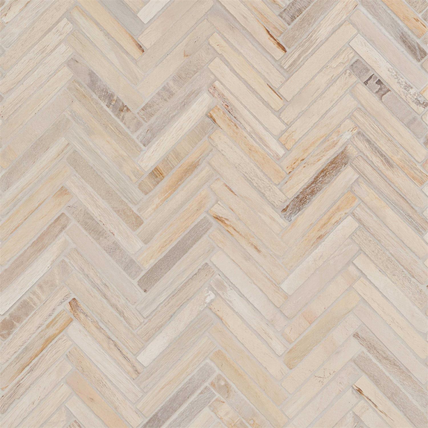 Dixiewood Herringbone Brown 9.25 in. x 11.22 in. Petrified Wood Floor and Wall Mosaic Tile Ivy Hill Tile - Cheap Fitting