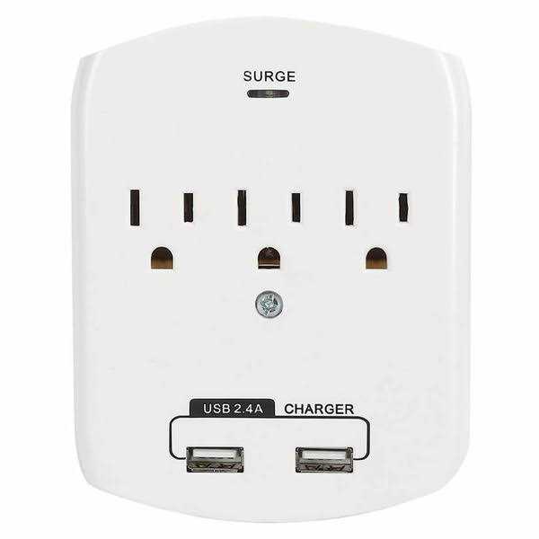 Complete Home 3 Outlet with 2 USB Ports Wall Tap - Cheap Fitting