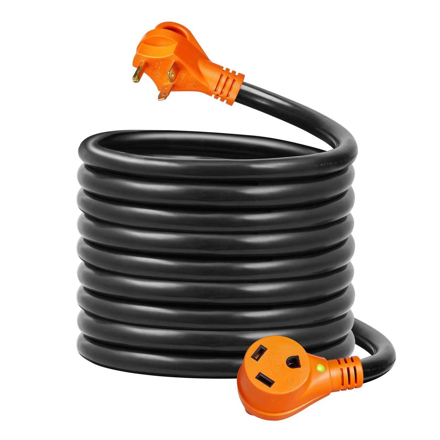 VEVOR Generator Power Cord 25 ft. 30 Amp RV Extension Cord 10*3AWG 125V NEMA TT-30R/NEMA TT-30P ETL Listed with Adapter Black - Cheap Fitting