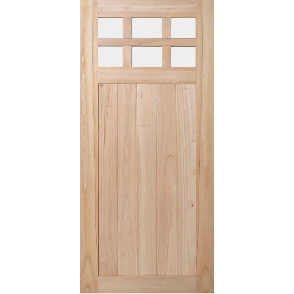 JELD-WEN 36 in. x 80 in. Farmhouse Unfinished Solid Wood 6 Lite Obscure Glass Interior Door Slab - Cheap Fitting