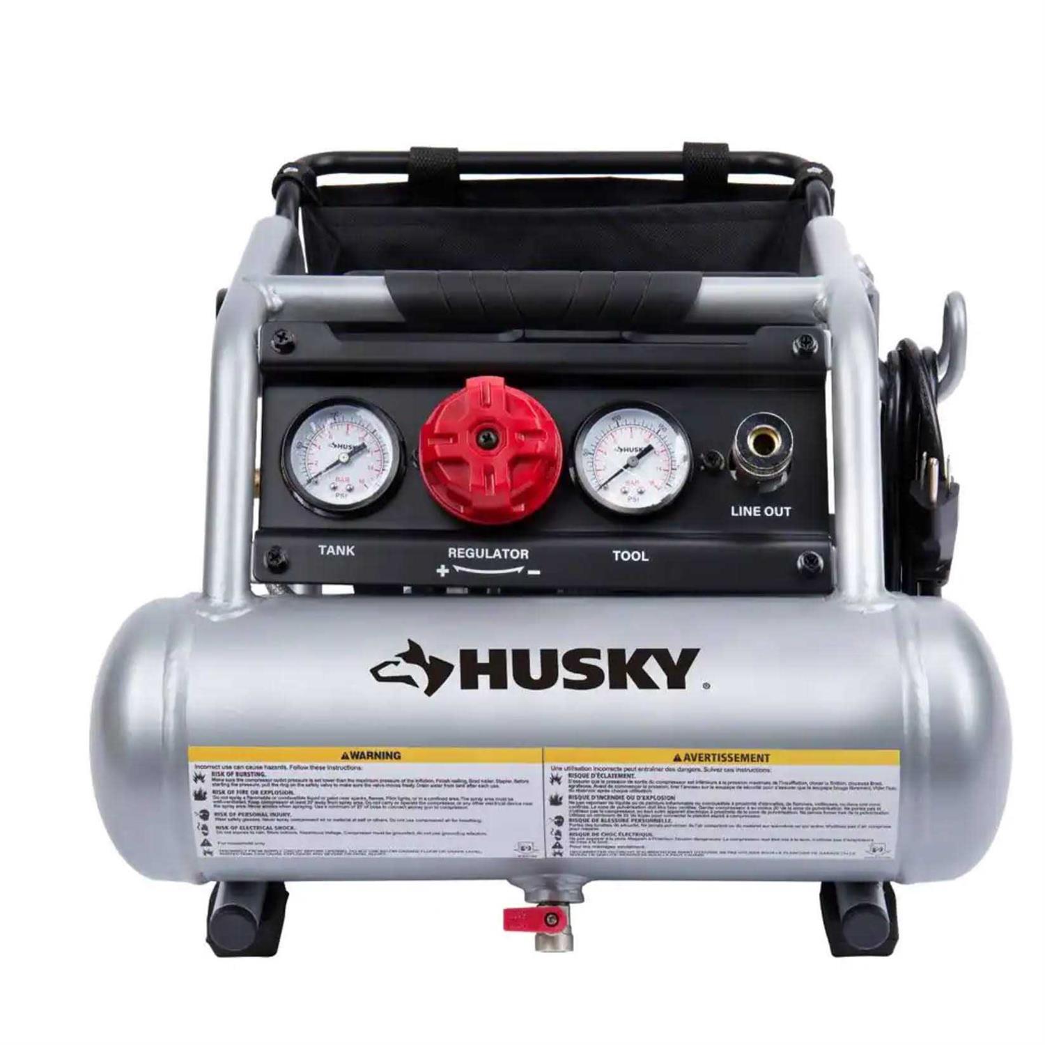 Husky 1 Gal. Portable Electric-Powered Silent Air Compressor 3300113 - Cheap Fitting
