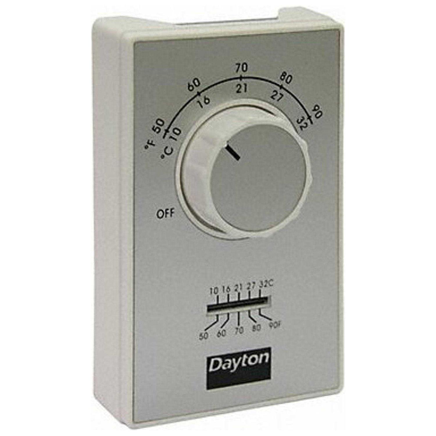 Dayton Line Volt NP Analog Tstat 1H,White,DPST 4PU48C - Cheap Fitting