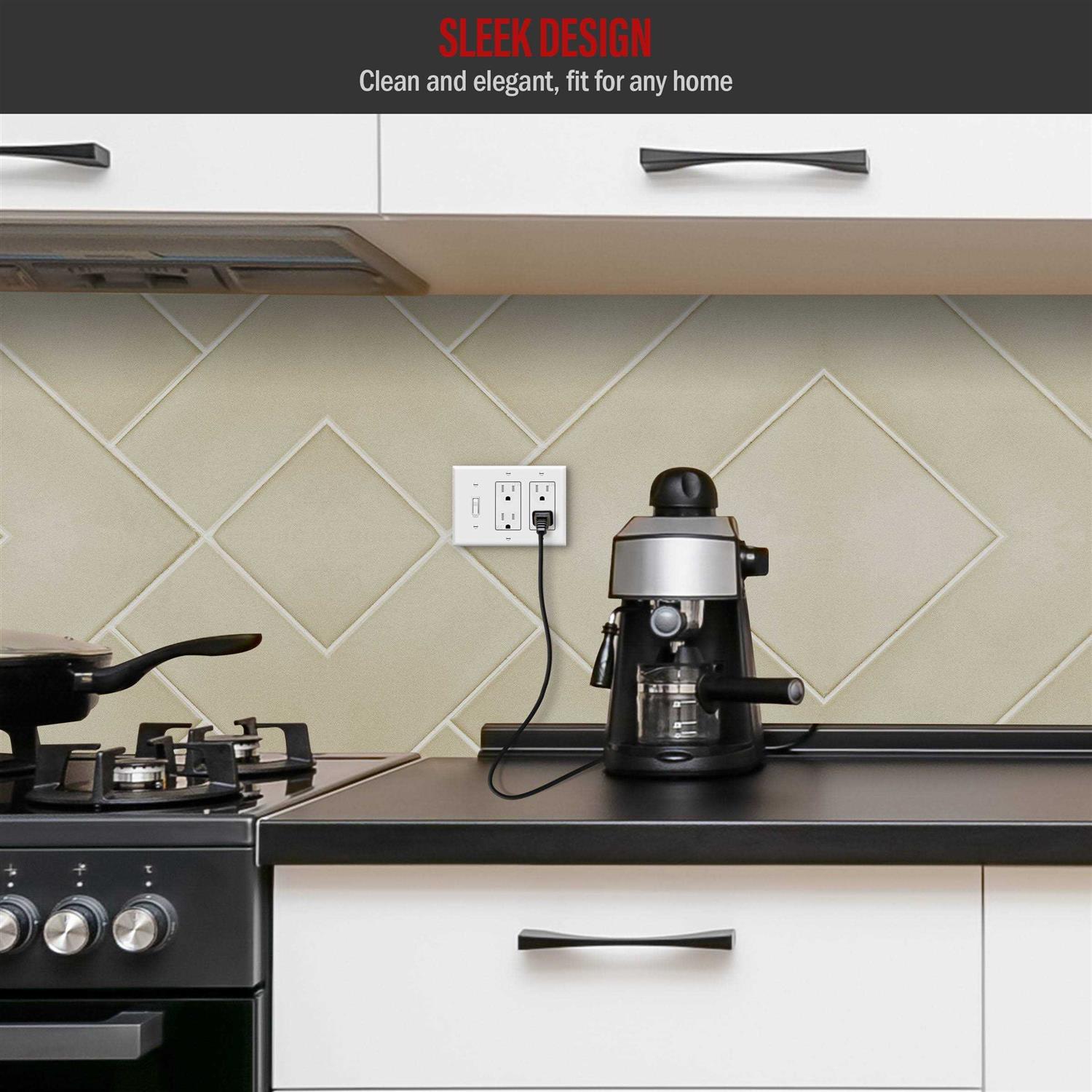 Enerlites Combination Toggle Switch / Double Decorator Rocker Wall Plate 881132-W - Cheap Fitting