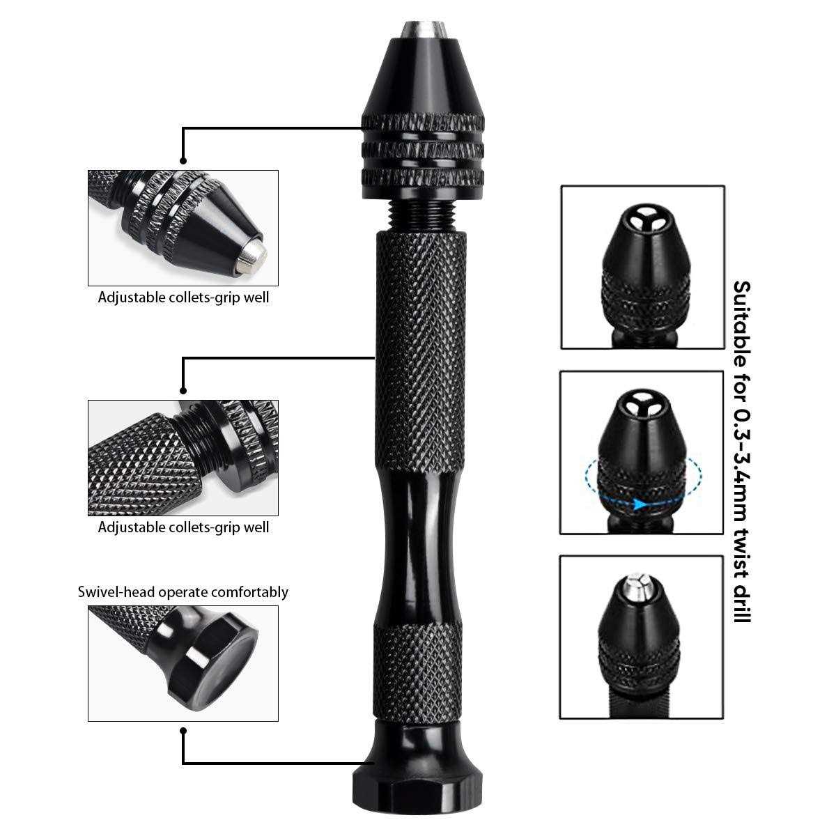 X.Store 60 Pieces Micro Mini Twist Drill Bits Set with Precision Hand Pin Vise Rotary Tools for Wood,Jewelry Pin Vises - Cheap Fitting