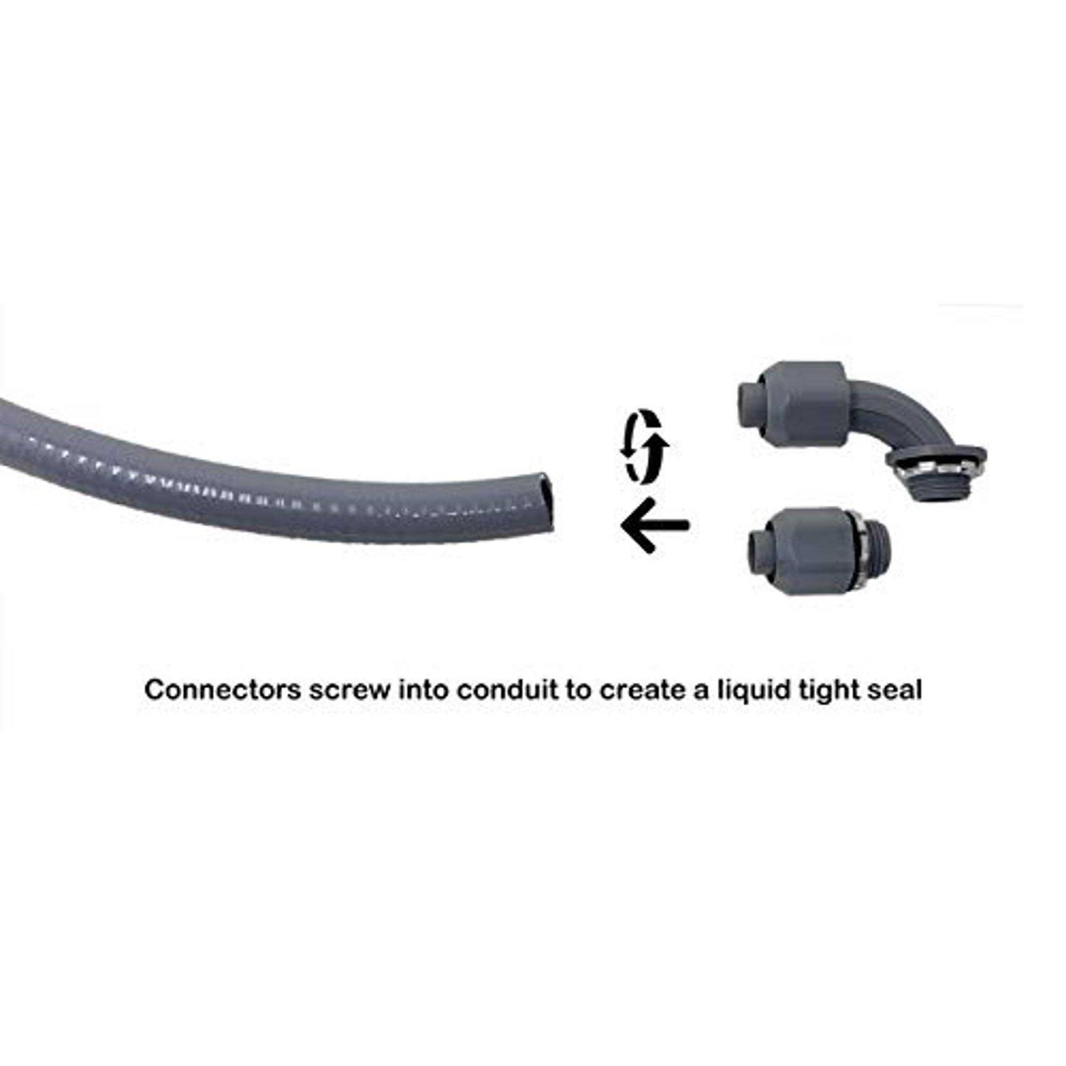 Sealproof Power Whip Assembly, 1/2-Inch x 6 Ft Nonmetallic Liquid Tight Flexible Electrical Conduit and 10 Gauge Wire Single Phase Preassembled A/C - Cheap Fitting