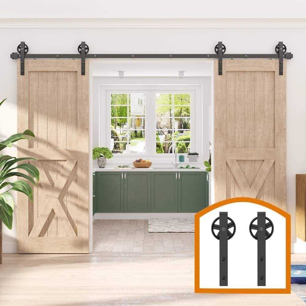Sliding Standard Double Barn Door Hardware Kit Lazio Track Length - Cheap Fitting