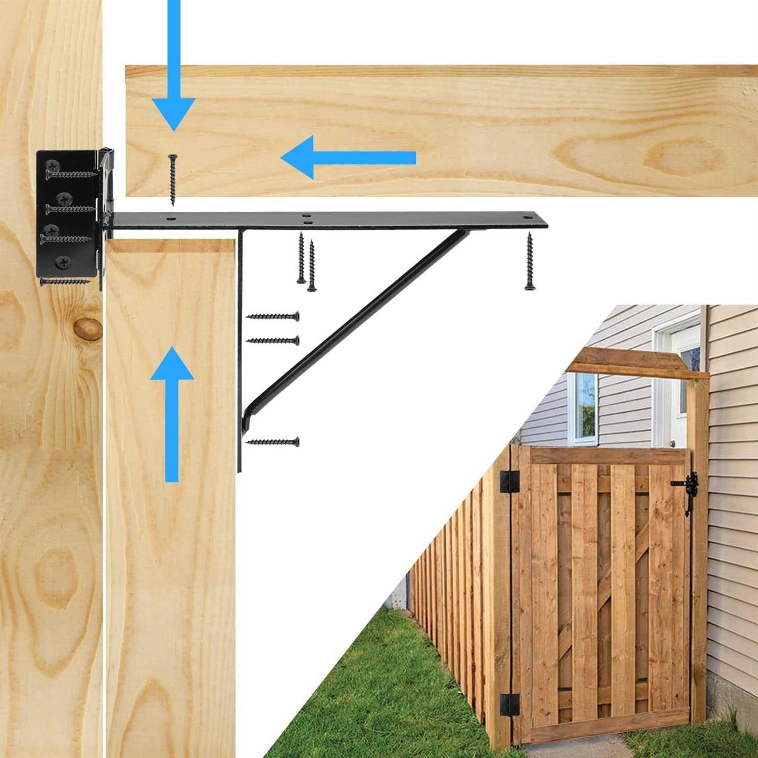 TFMUZERT Heavy Duty Fence Gate Kit Gate Hardware Iron No-Sag 2x4s Adjustable for Wooden Fence Gate Windows Shed Doors - Cheap Fitting