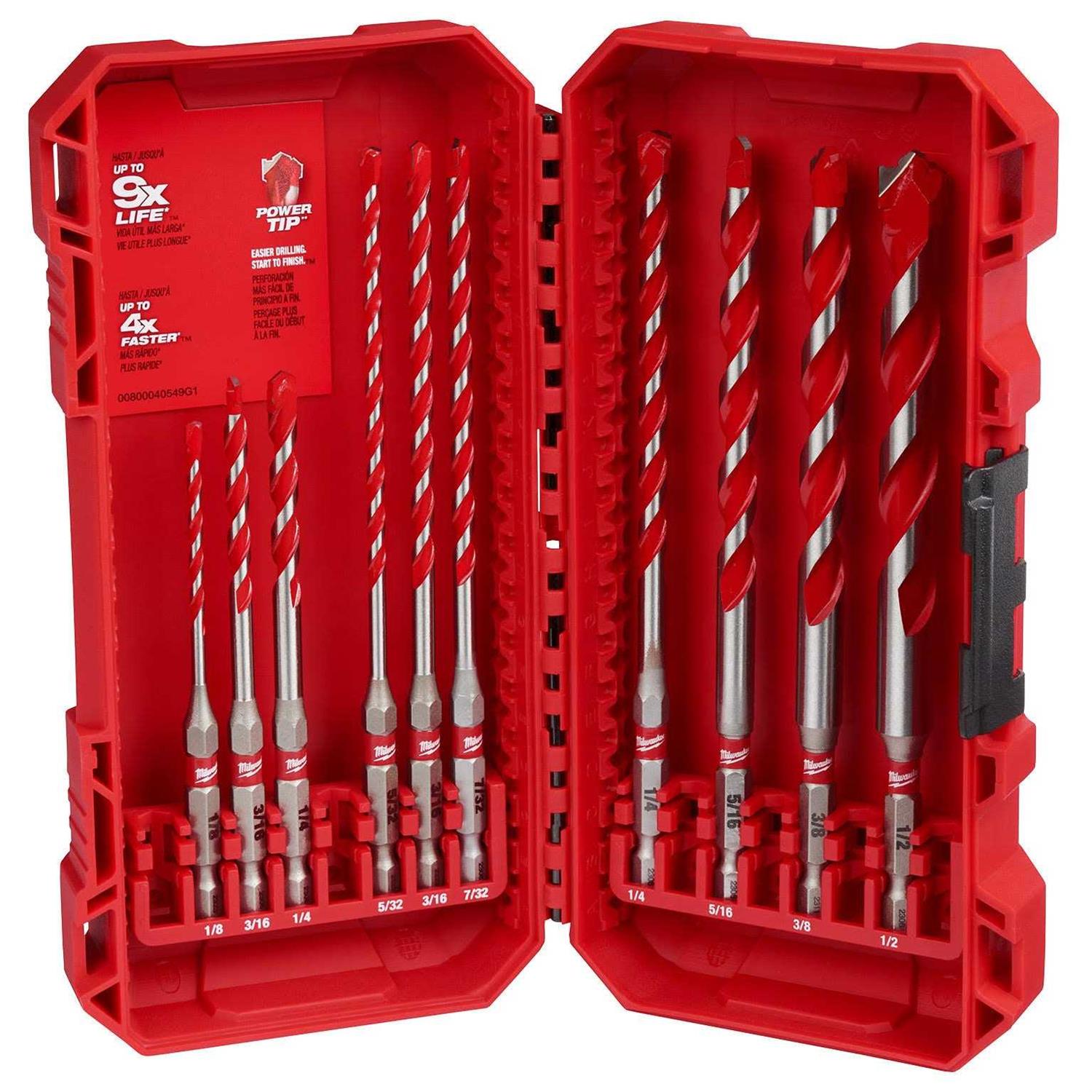 Milwaukee 48-20-9058 10pc SHOCKWAVE Impact Duty Carbide Hammer Drill Bit Kit - Cheap Fitting