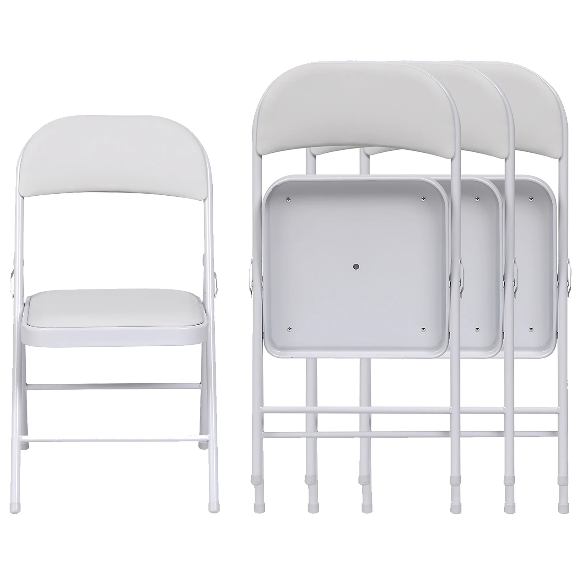 SUGIFT Premium Vinyl Padded Metal Folding Chair, 4 Pack, White - Cheap Fitting