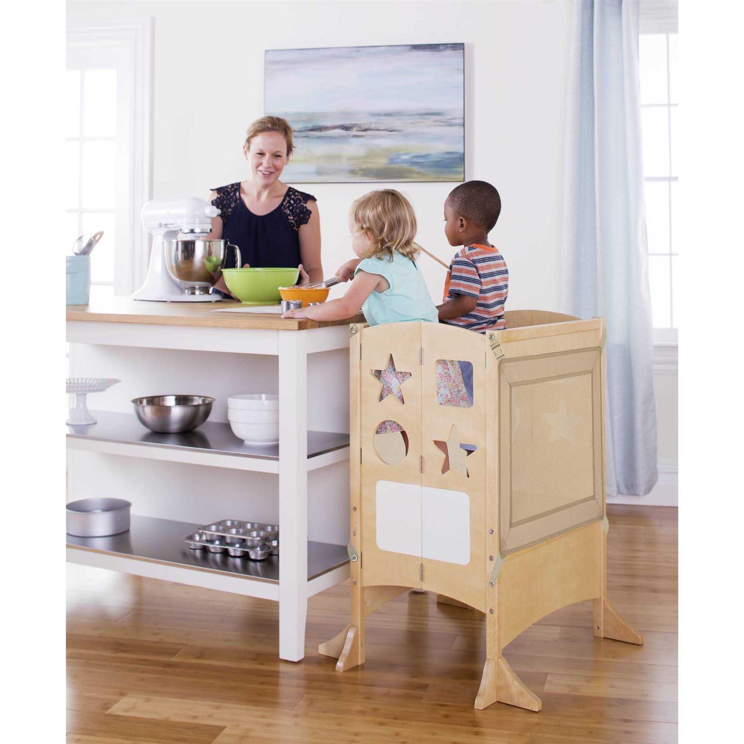 Guidecraft Classic Kitchen Helper Stool With 2 Keepers Double Wide - Cheap Fitting