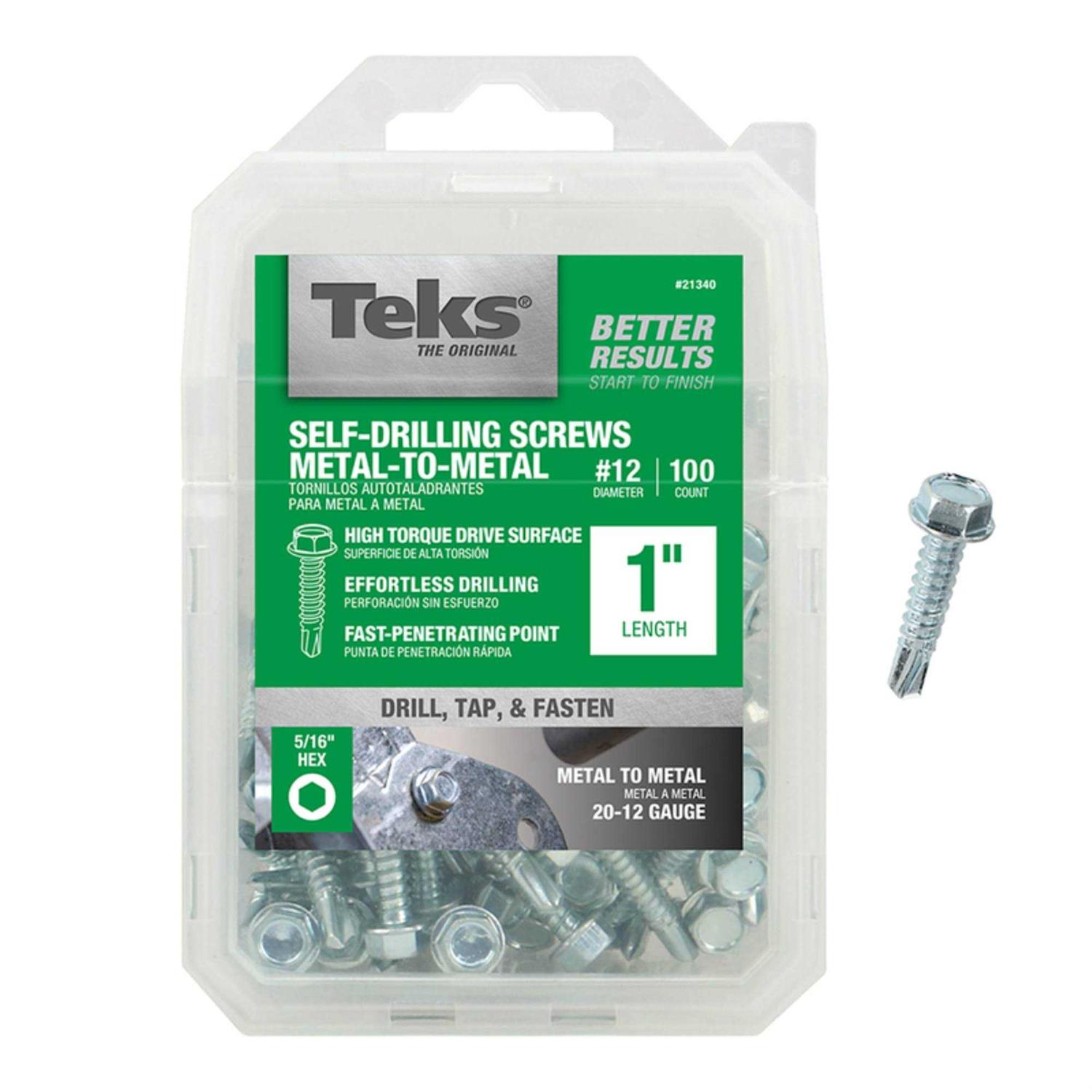 Teks Screws, Self-Drilling, Metal-to-Metal, 1 Inch Length – 100 screws 21340 - Cheap Fitting
