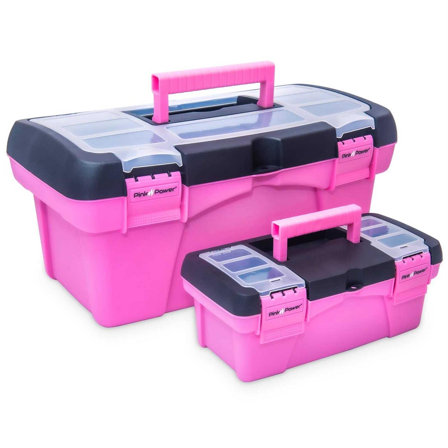 Pink Power Pink Tool Box for Women Sewing Art & Craft Organizer Box Small & Large Plastic Tool Box with Handle - Cheap Fitting