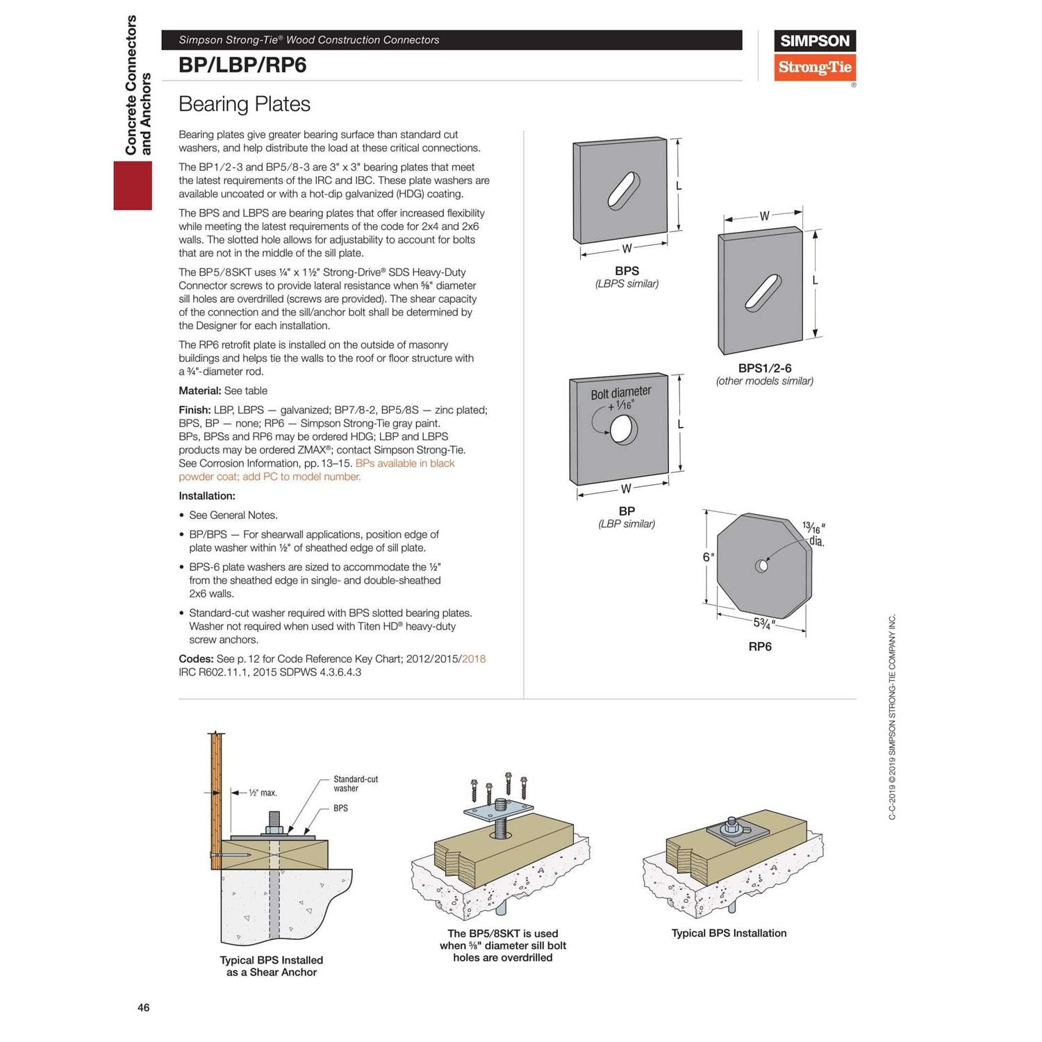 Simpson Strong-Tie LBP 2 in. x 2 in. Zmax Galvanized Bearing Plate with 1/2 in. Bolt Diameter LBP 1/2Z - Cheap Fitting