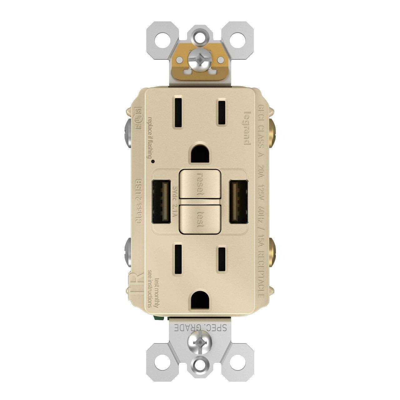 15A Radiant Tamper-Resistant Self-Test GFCI USB Type-A/A Outlet 1597TRUSBAA - Cheap Fitting