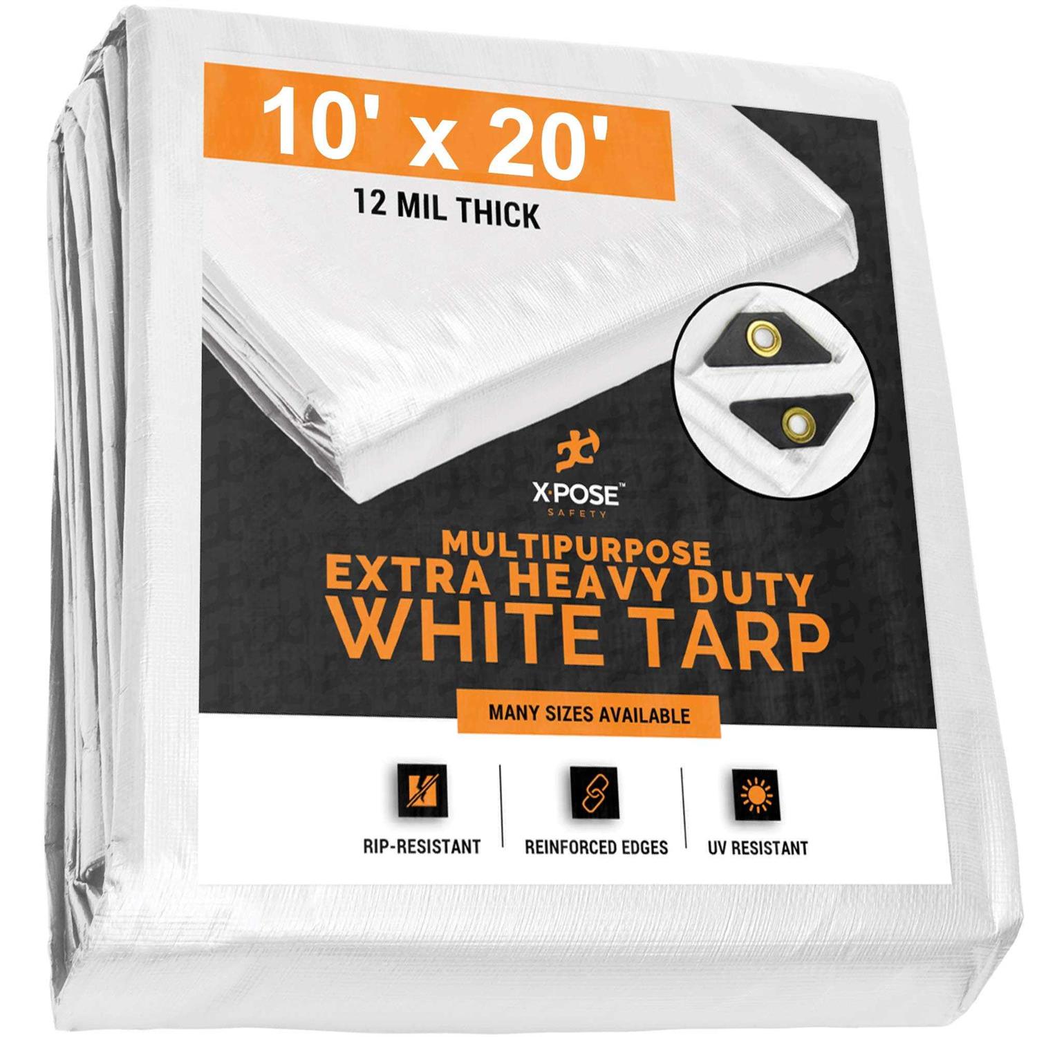 Xpose Safety Heavy Duty White Poly Tarp Multipurpose Protective Cover WHD - Cheap Fitting