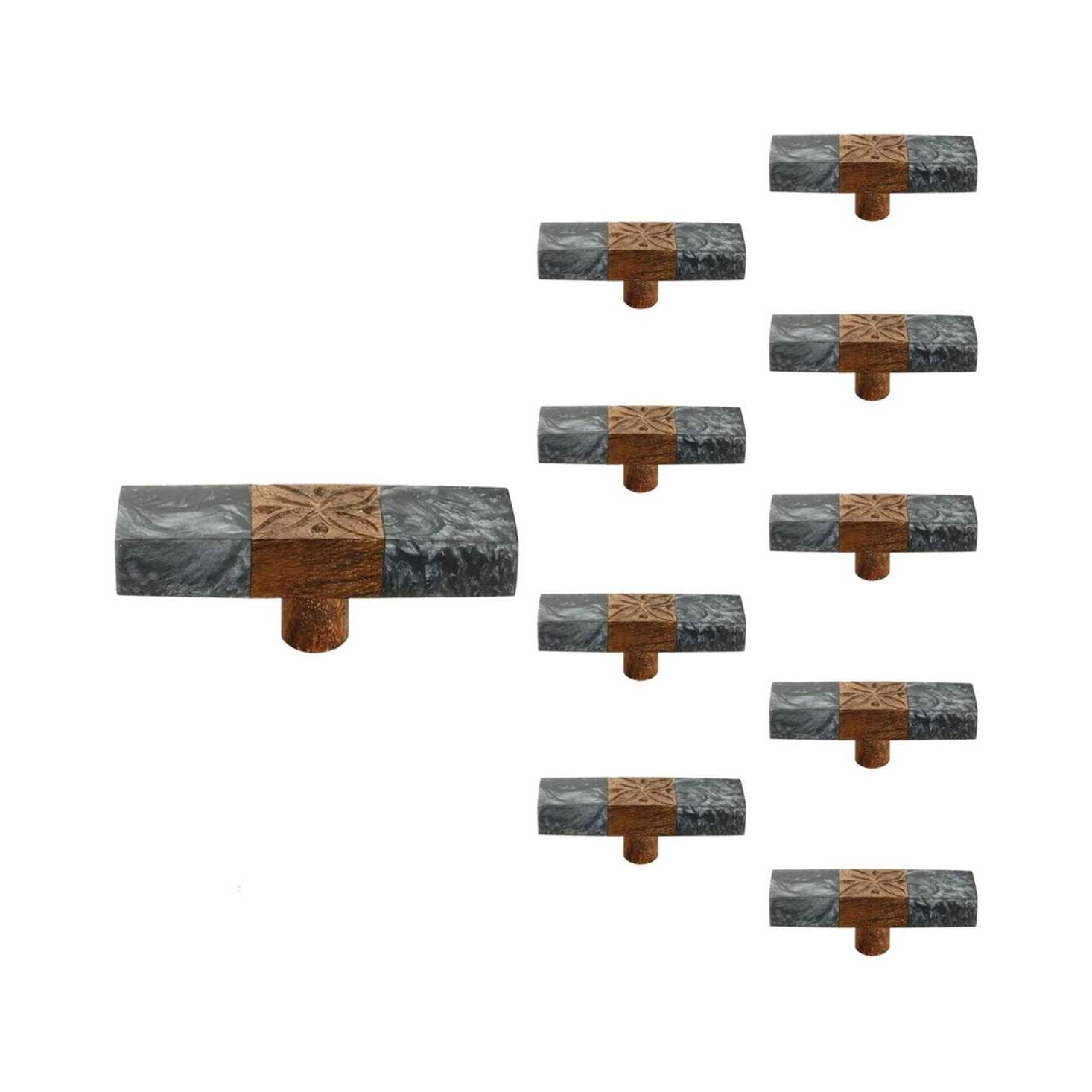 Mascot Hardware Fusion 3 in Black Marble Effect with Wood Cabinet Knob - Cheap Fitting