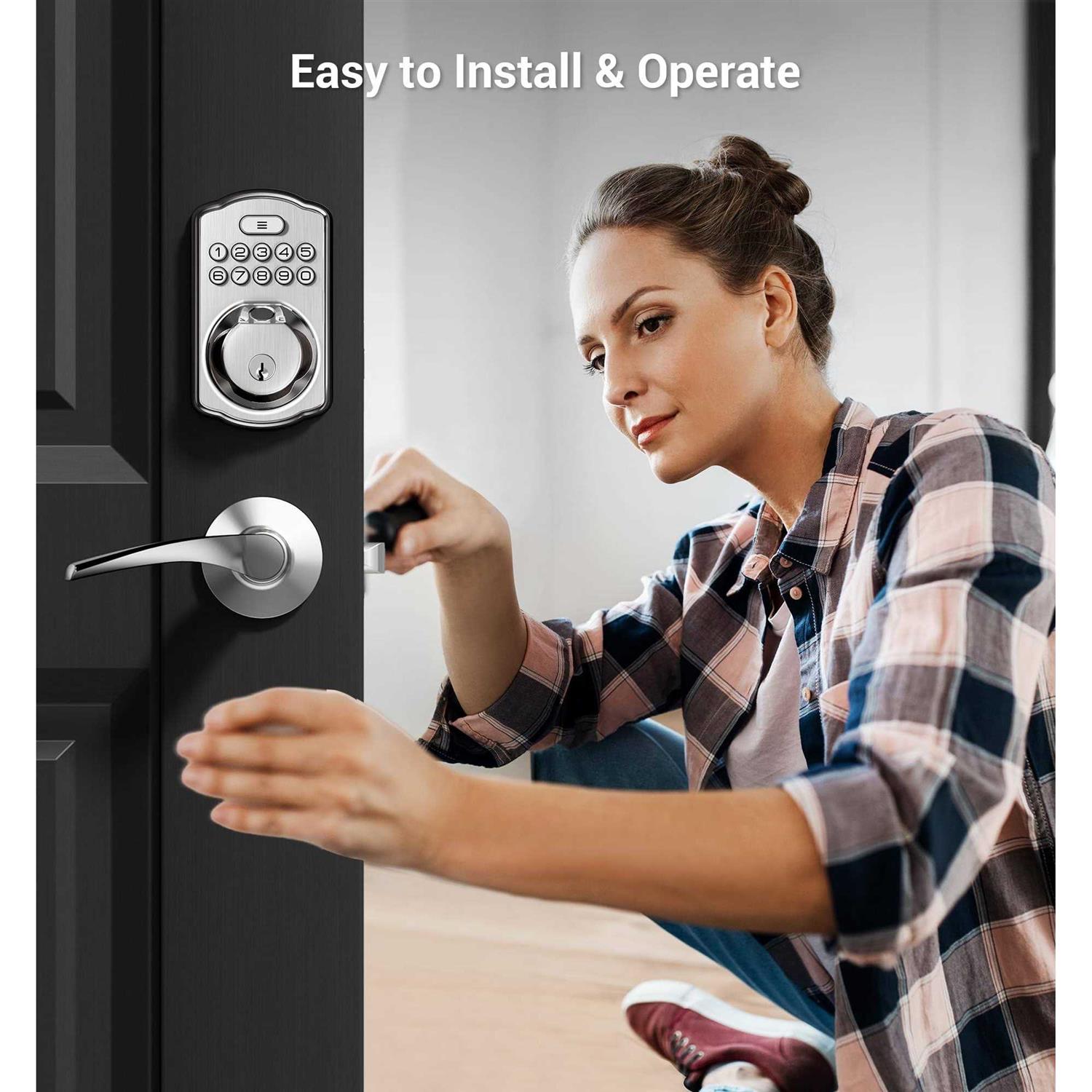 Veise Fingerprint Door Lock with 2 Lever Handles Keyless Entry Door Lock - Cheap Fitting