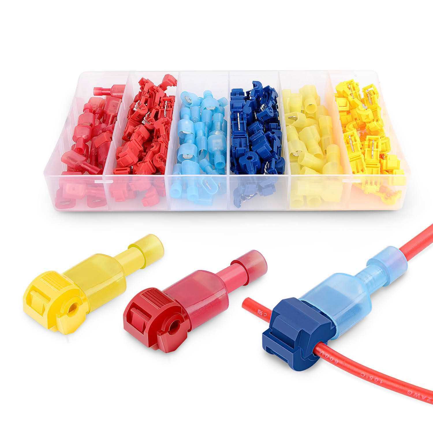 Nilight 50004r 120 Pcs/60 Pairs Quick Splice Wire Terminals T-Tap Self-stripping with Nylon Fully Insulated Male Quick Disconnects Kit - Cheap Fitting