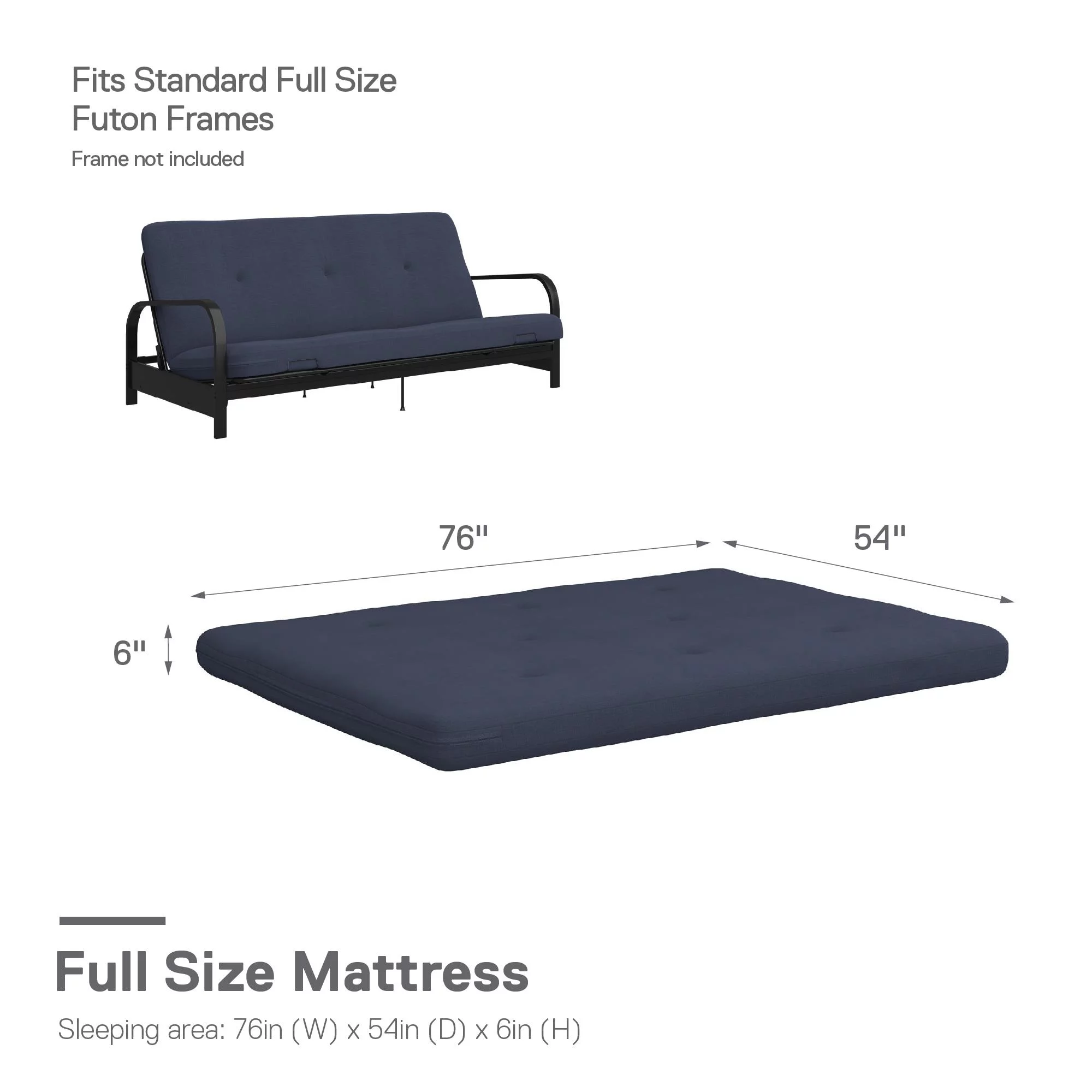 Caddie 6-Inch Futon Mattress with Tufted Cover and Recycled Polyester Fill, Full, Light Gray Linen - Cheap Fitting