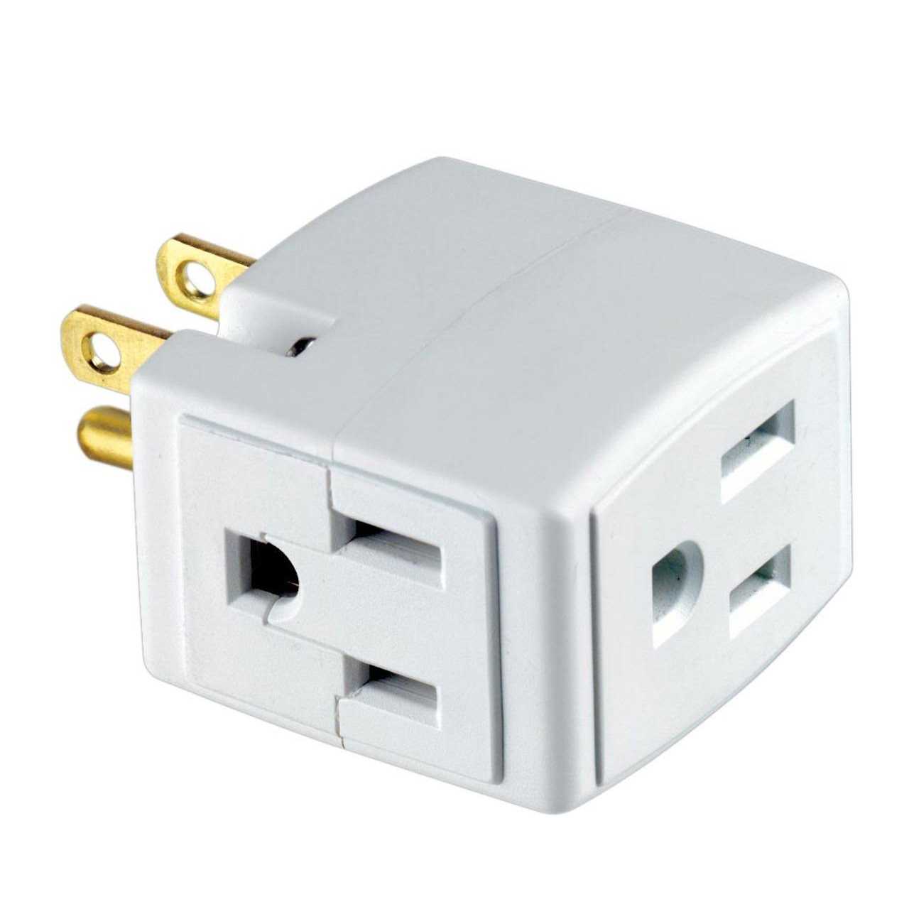 Leviton Grounded Triple Cube Outlet Adapter - Cheap Fitting