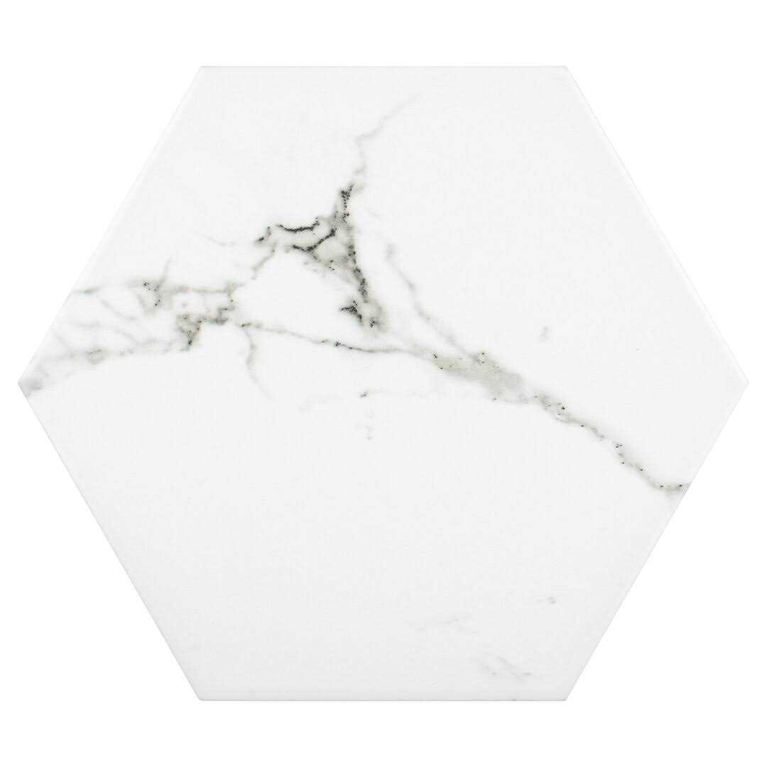Merola Tile Timeless Hex Calacatta 8-5/8 x 9-7/8 Beveled Porcelain Patterned Wall & Floor Tile - Cheap Fitting