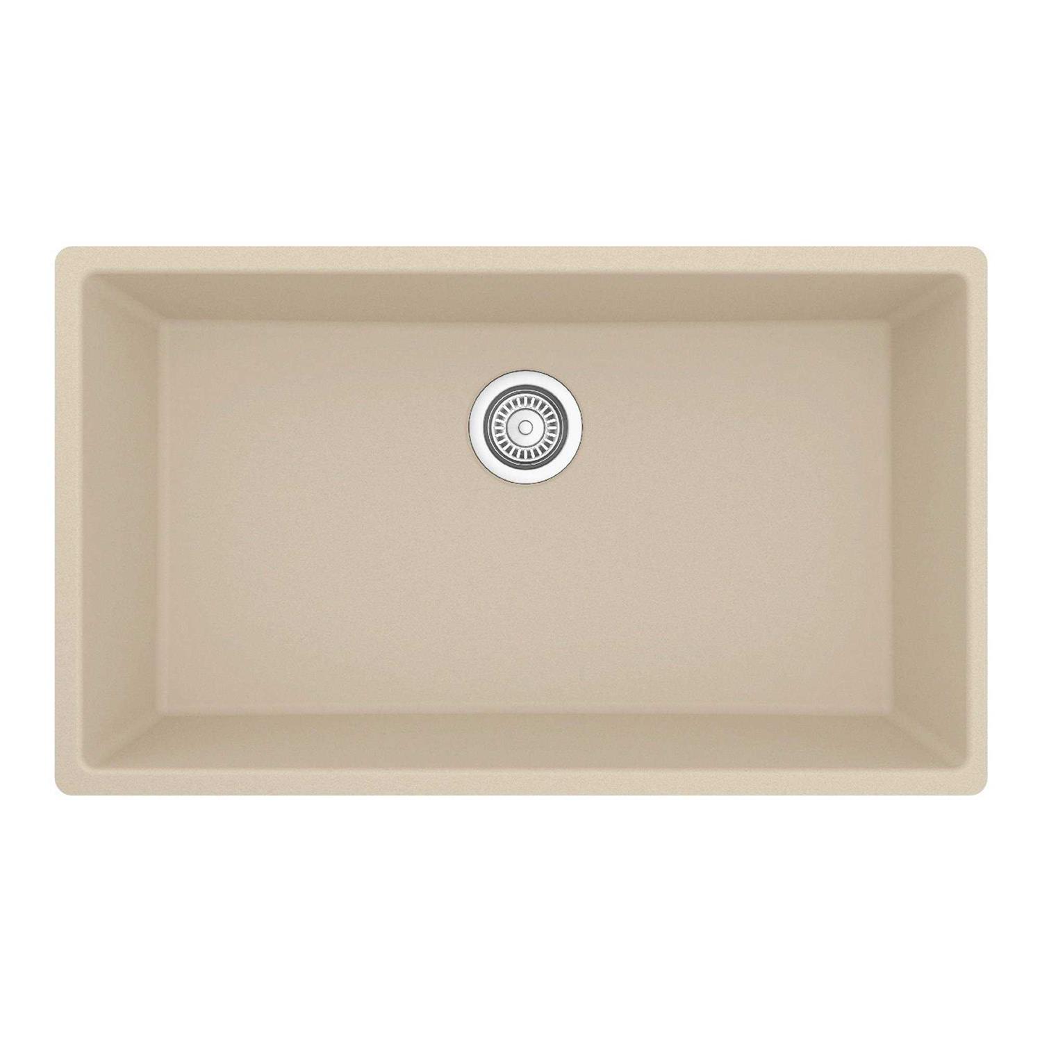 Karran QU-812 Undermount 32.5 in. Large Single Bowl Quartz Kitchen Sink Kit - Cheap Fitting