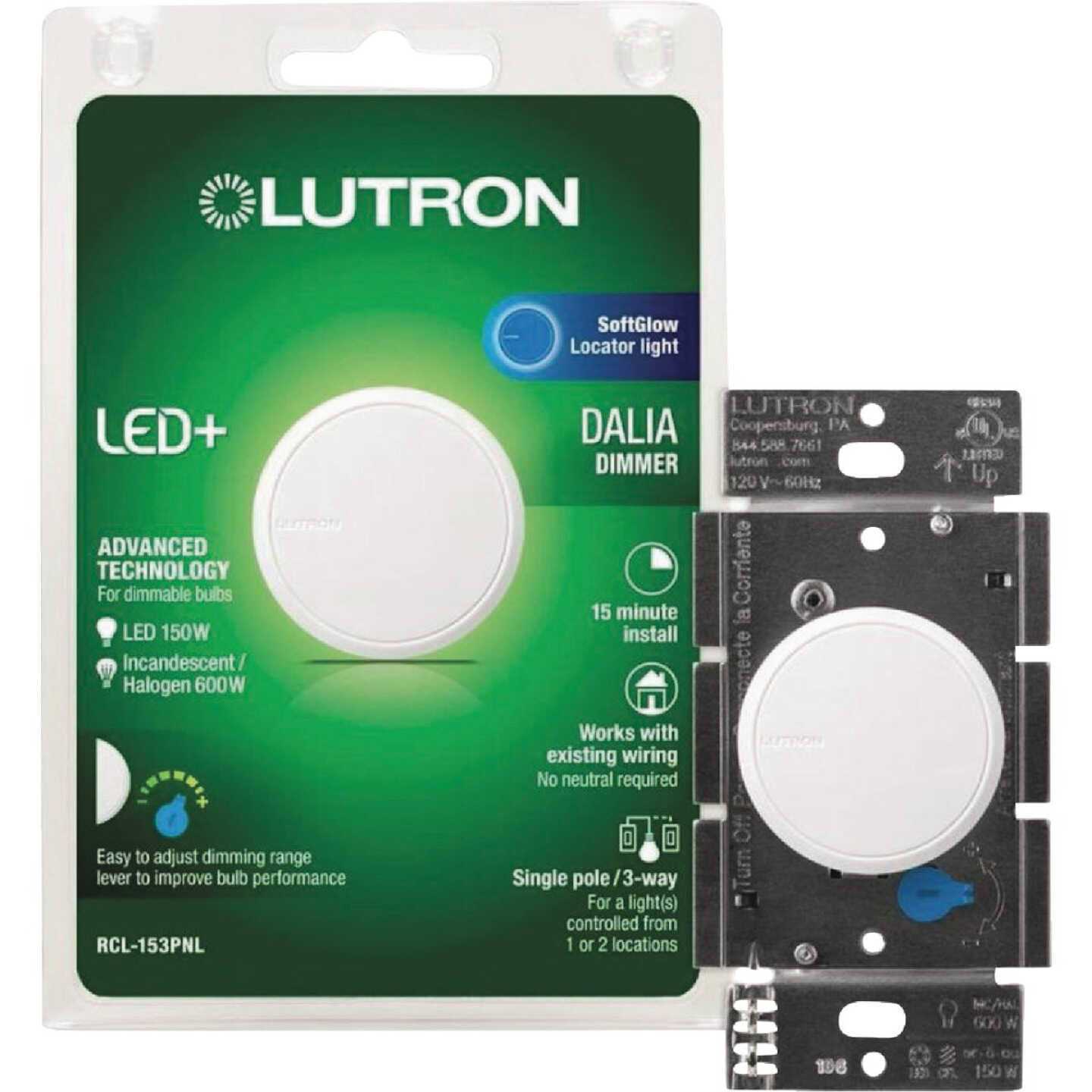 Lutron Dimmer Switch Dalia Single Pole 3-Way White RCL-153PNLH-WH - Cheap Fitting