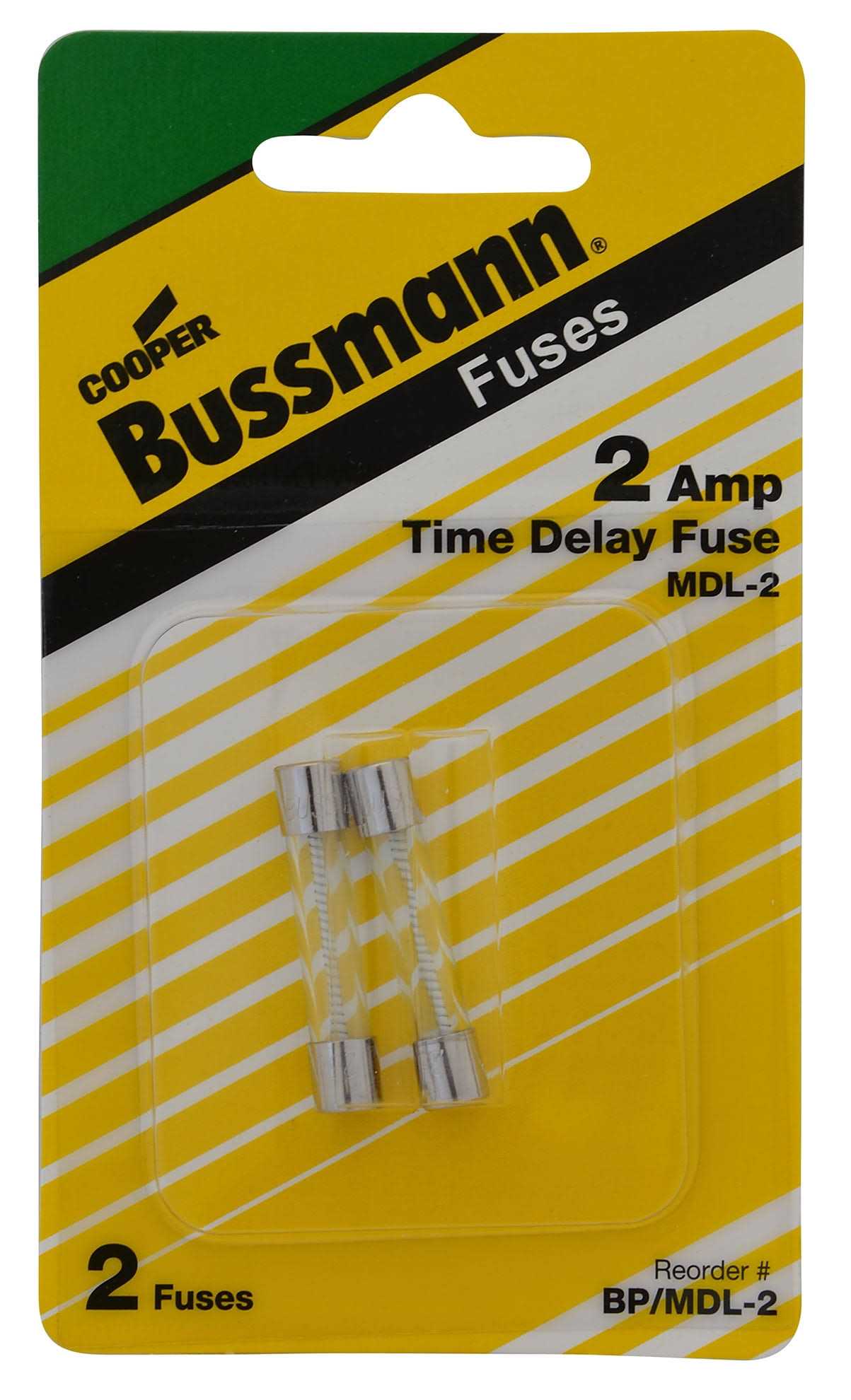 Bussmann BP/MDL-2 2 amps Time Delay Glass Fuse - Cheap Fitting