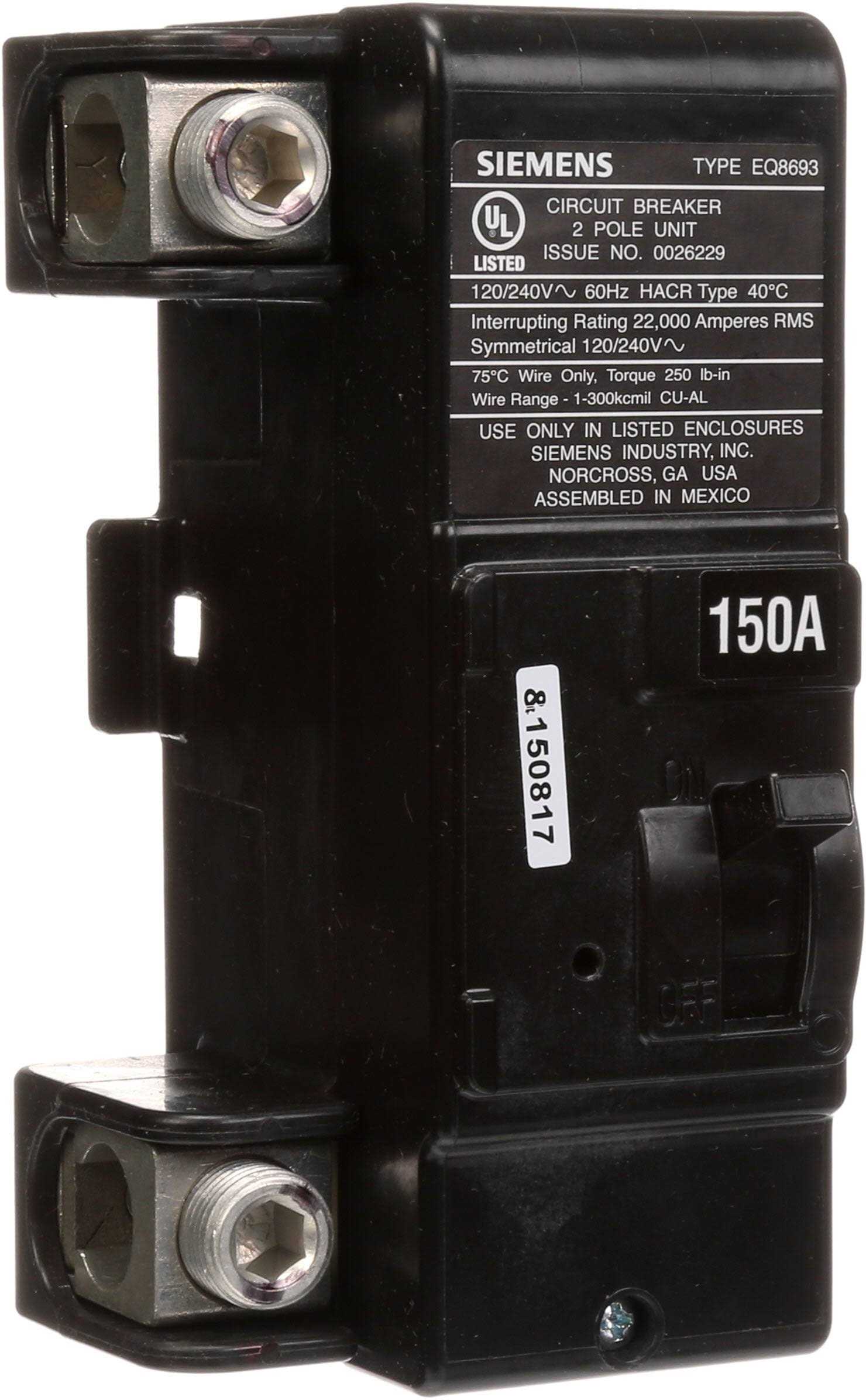 Siemens Main Breaker 150 Amp MBK150A - Cheap Fitting