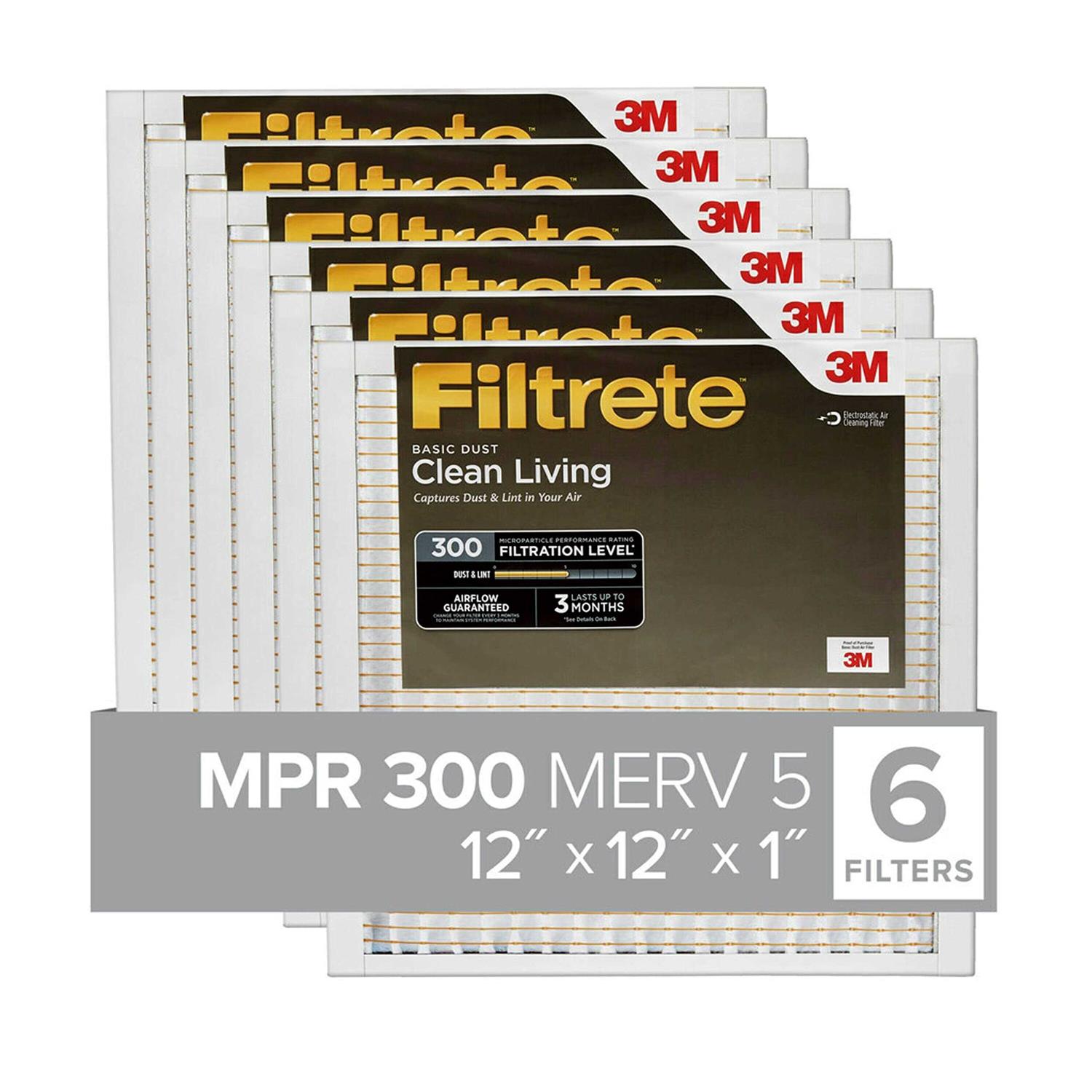 Filtrete AC Furnace Air Filter MPR 300 Clean Living Basic Dust - Cheap Fitting