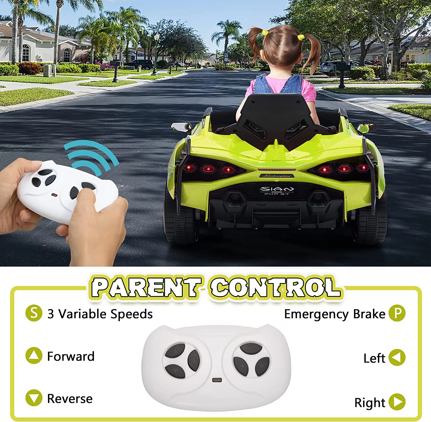 TOBBI 24V Lamborghini STO Licensed Kids Ride on Drift Car Gray Electric Car W/Remote Control LED Lights, up to 10 mph - Cheap Fitting