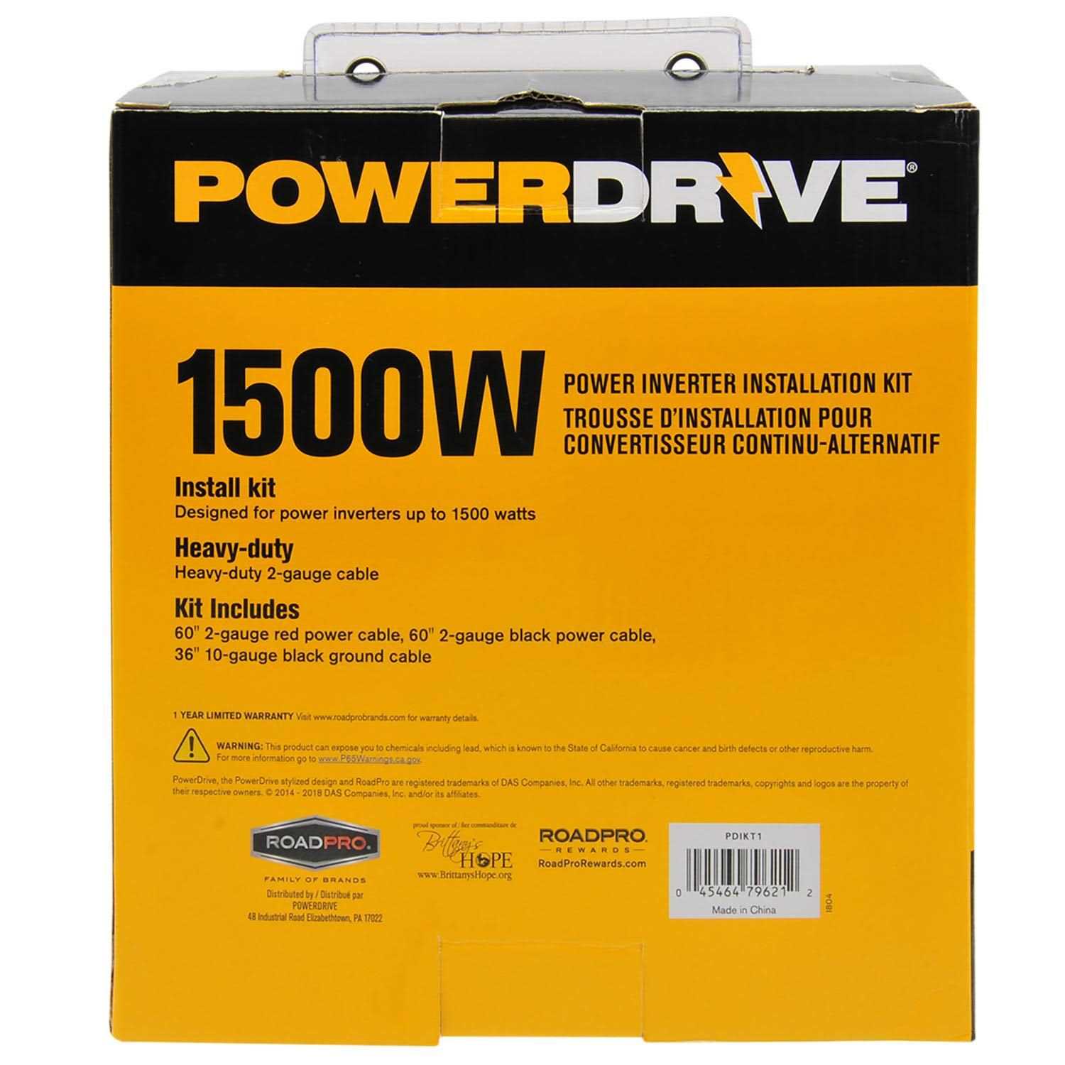 PowerDrive 1500 Watt Power Inverter Installation Kit PDIKT1 - Cheap Fitting