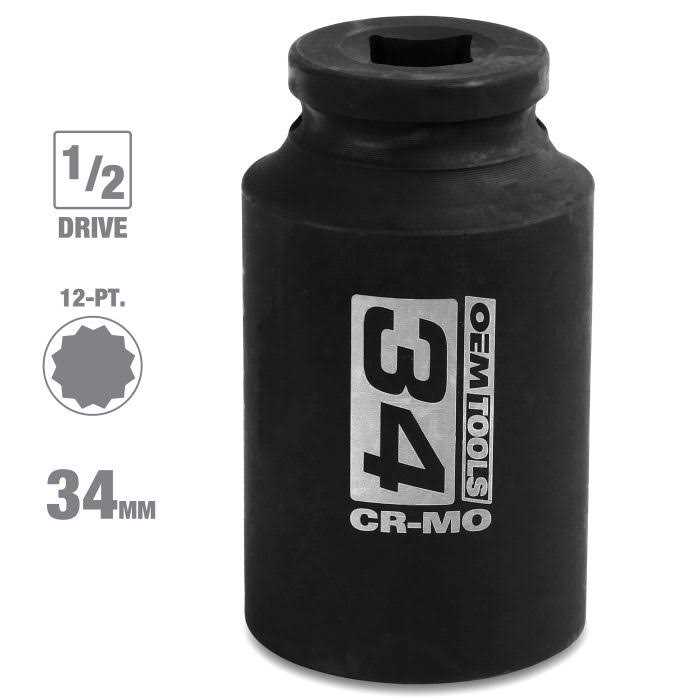 OEMTOOLS 0.50 in Drive 12-Pt 34mm Axle Nut Socket 24715 - Cheap Fitting