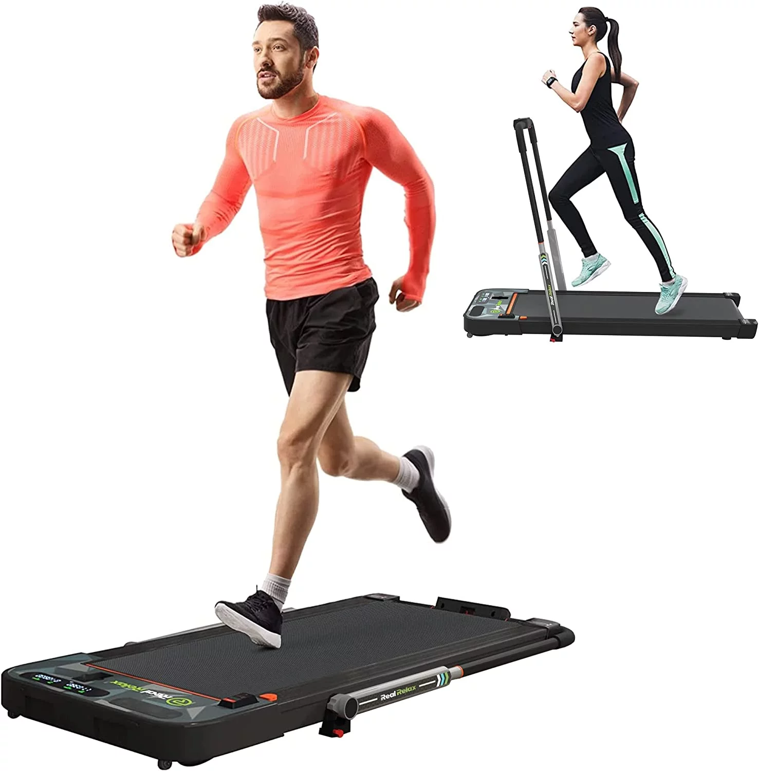 Real Relax 2 in 1 Folding Treadmill, 2.25HP Under Desk Electric Treadmill Walking Jogging Machine for Home Office - Cheap Fitting