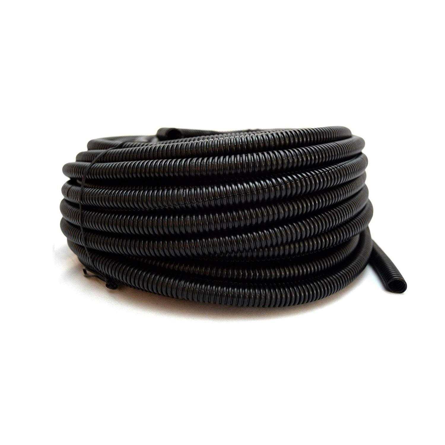 100 ft 1/4 Inch Split Loom Tubing Wire Conduit Hose Cover Auto Home Marine Black - Cheap Fitting