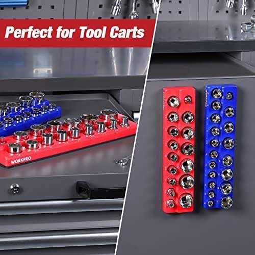 WORKPRO Magnetic Socket Organizer Set, 2-Piece SAE & Metric Socket Holders, Holds Standard and Deep Sockets for Tool Box	WORKPRO Magnetic Socket Organizer Set, 2-Piece SAE & Metric Socket Holders, Holds Standard and Deep Sockets for Tool Box - Cheap Fitting