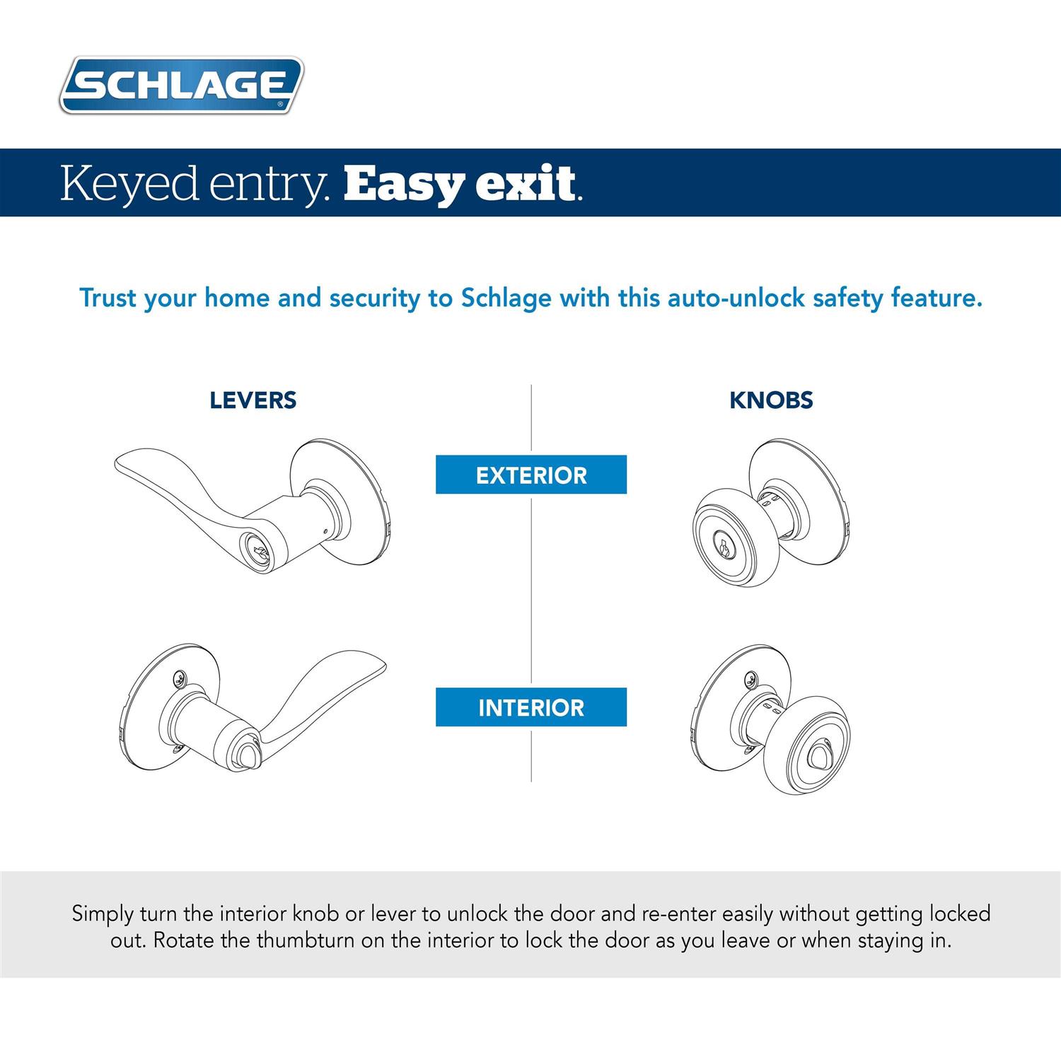 Schlage Latitude Matte Black Keyed Entry Door Lever - Cheap Fitting