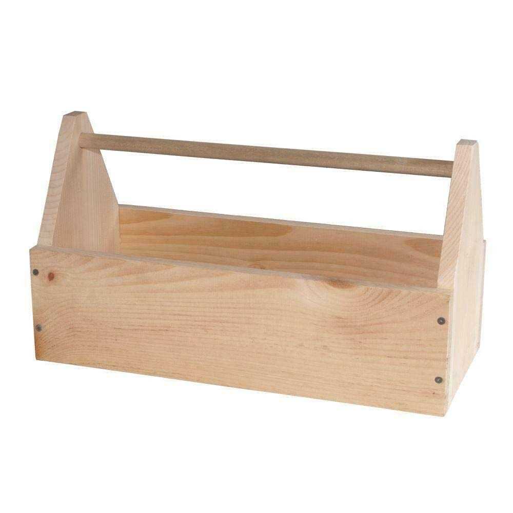 Houseworks 8.25 In. Unfinished Wood Large Tool Box or Garden Tote Kit	Houseworks 8.25 In. Unfinished Wood Large Tool Box or Garden Tote Kit - Cheap Fitting