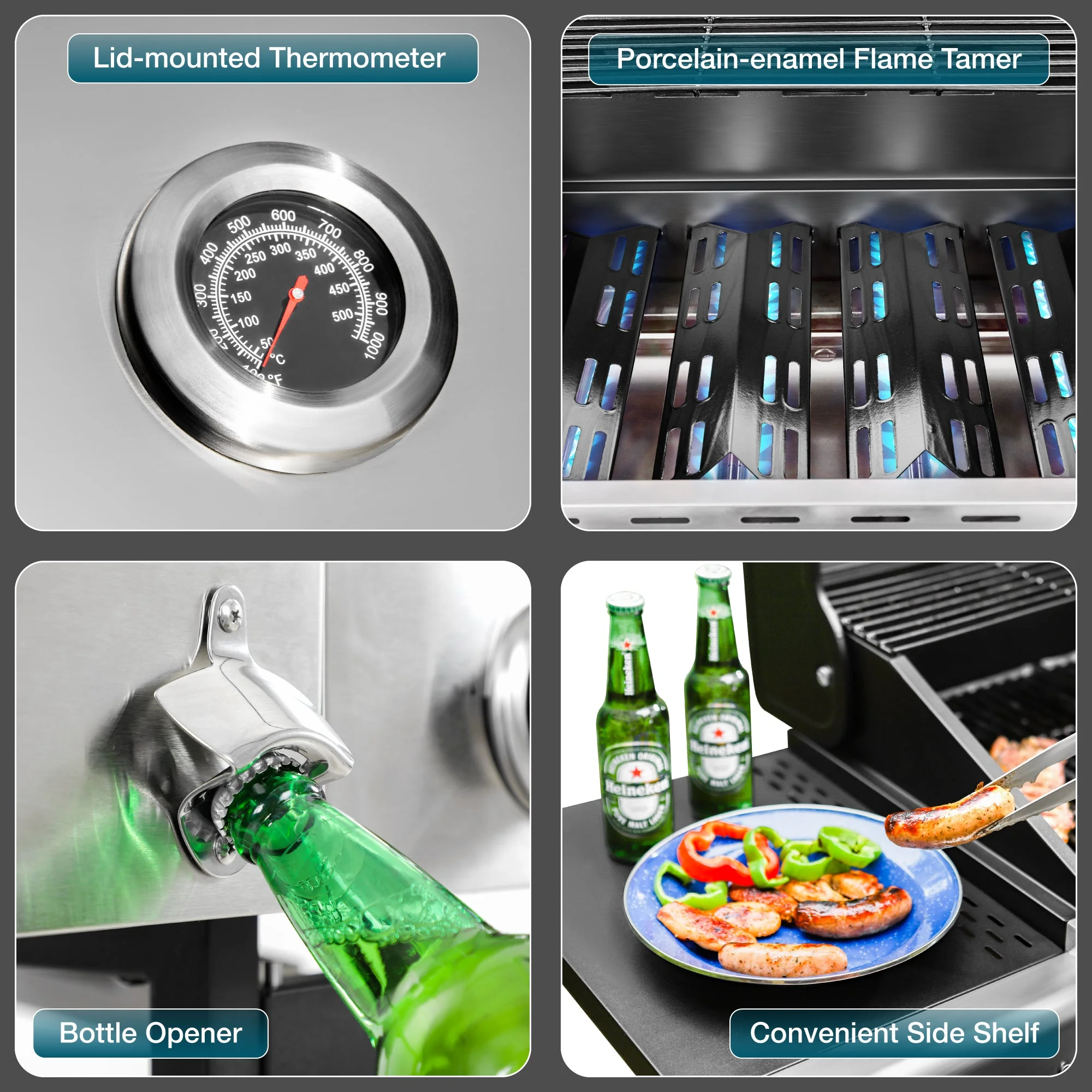 Alpha Joy 4-Burner Stainless Steel Propane Gas Grill with Side Burner - Cheap Fitting