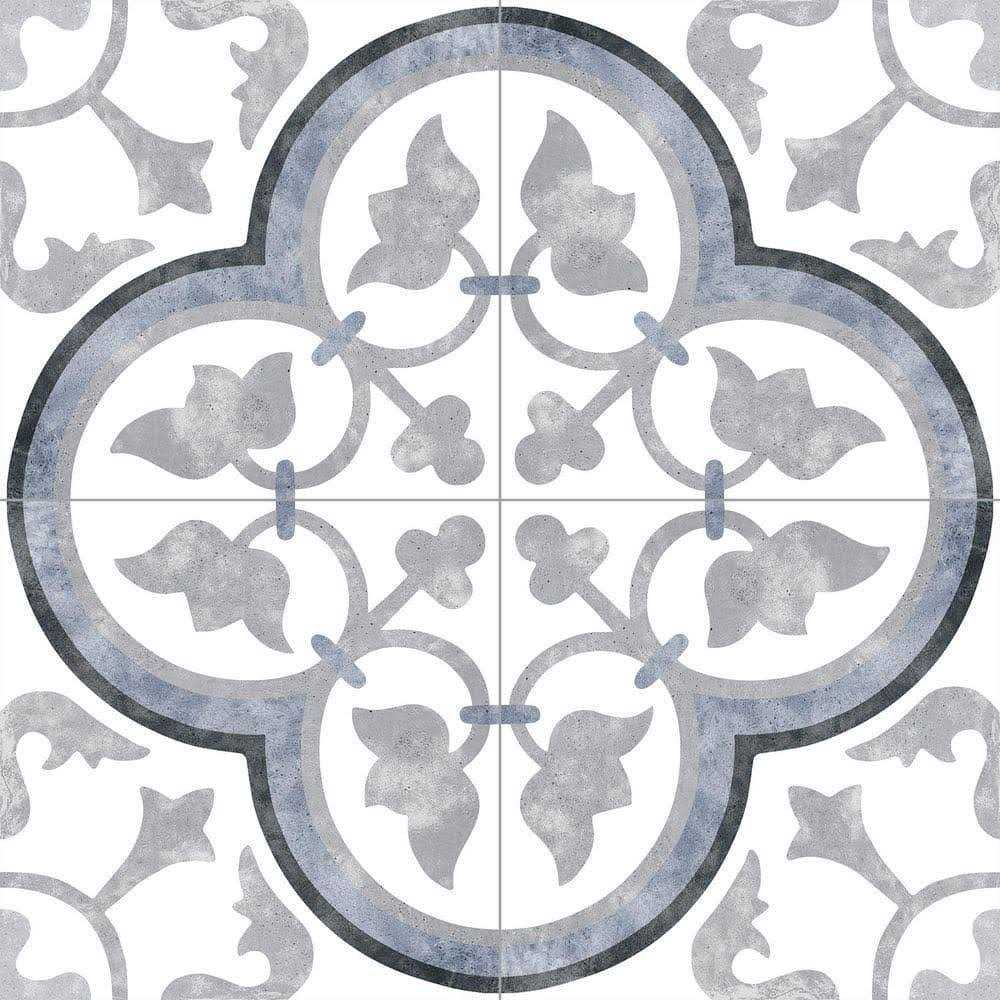 Teamson Kids Luv Passion Black/White/Blue/Gray 8 in. x 8 in. Smooth Matte Porcelain Floor and Wall Tile - Cheap Fitting