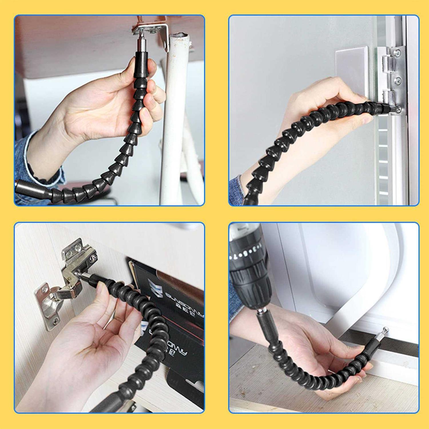 Jamiikury Silver 105 Degree Right Angle Drill Bit Holder, 1/4 Hex Shank Driver Angle Extension and Flexible Angle Extension Bit Kit for Screwdriver - Cheap Fitting