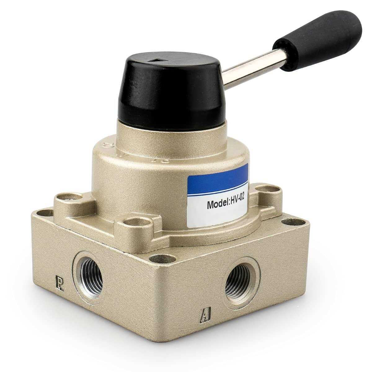 Baomain Rotary lever hand valve HV-02 PT1/4 Air Flow Control 3 Position 4 Way - Cheap Fitting
