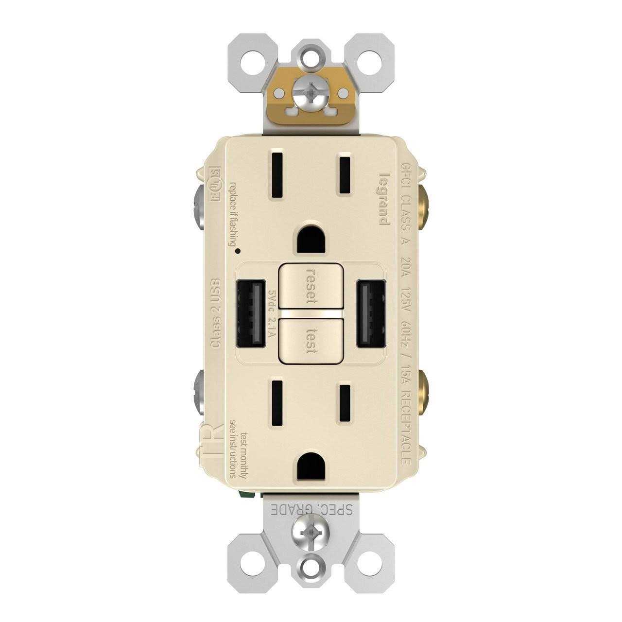 15A Radiant Tamper-Resistant Self-Test GFCI USB Type-A/A Outlet 1597TRUSBAA - Cheap Fitting