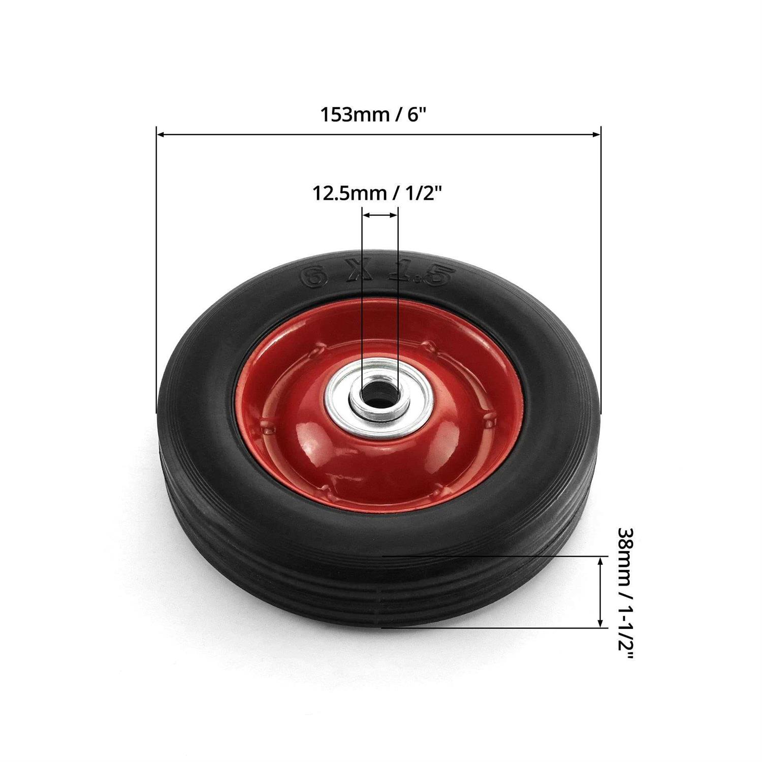 Qwork 2 Pack 5 x 1.5 Premium Rubber Wheel with Ball Bearing - Cheap Fitting