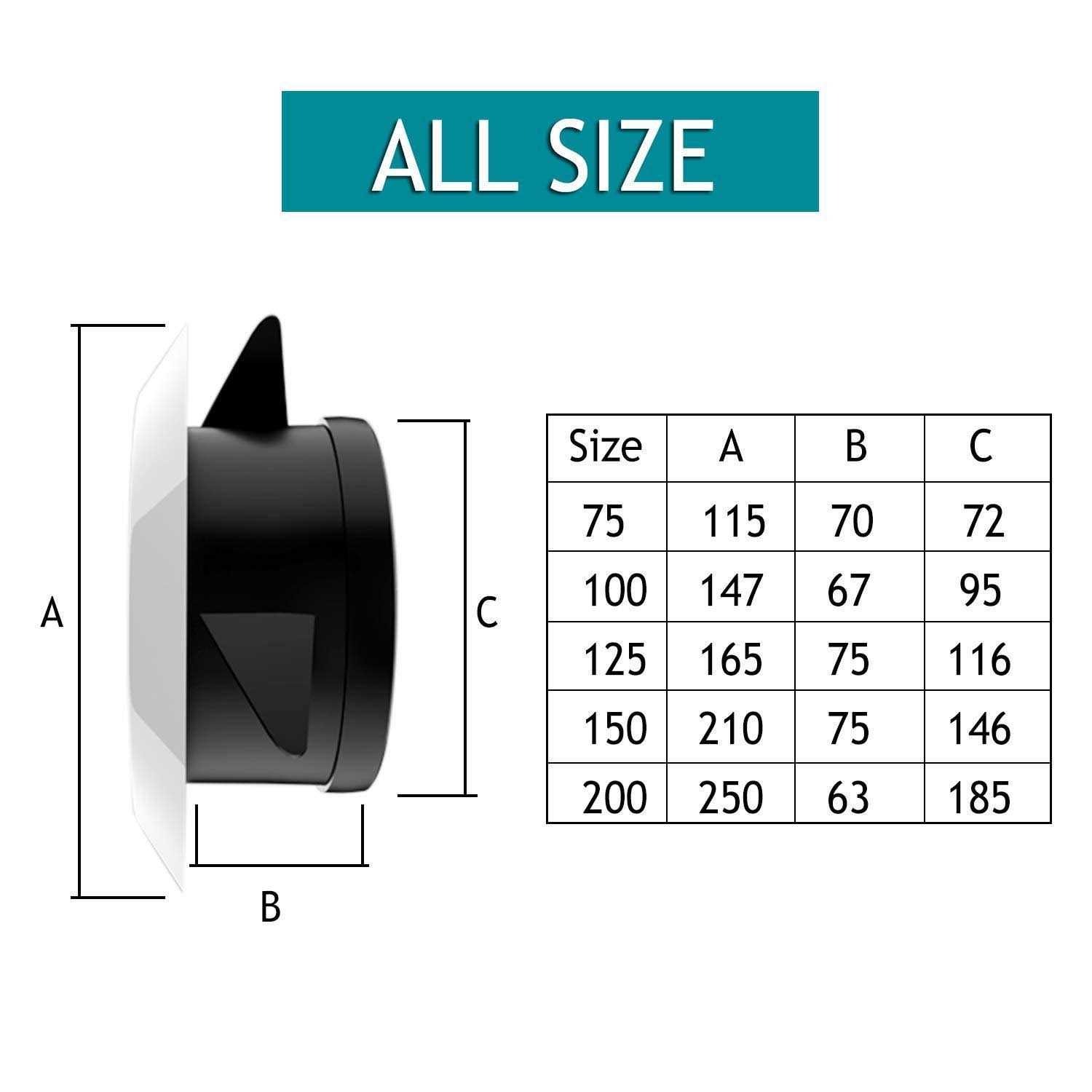 6 Inch Round Air Vent HG Power Adjustable ABS Louver White Grille Cover Soffit Vent Fit for Bathroom Office Kitchen Ventilation - Cheap Fitting