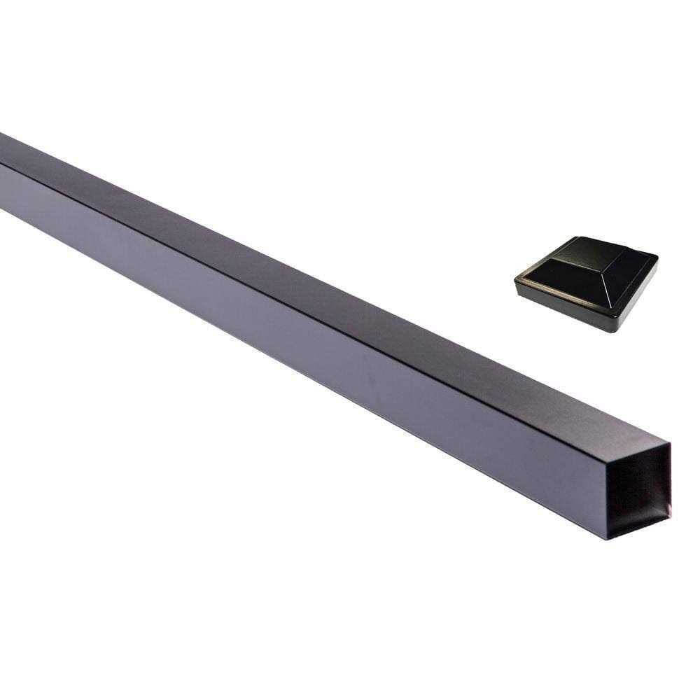 Slipfence 3 in. x 3 in. x 112 in. Black Powder Coated Aluminum Fence Post Includes Post Cap - Cheap Fitting