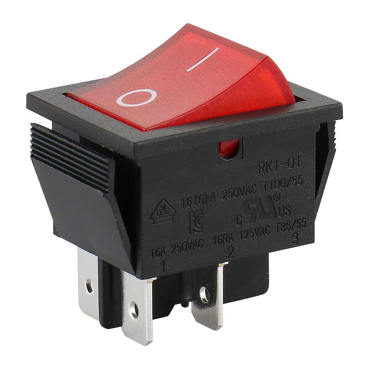 Baomain Red Light DPST ON/Off Snap in Boat Rocker Switch 4 Pin 16A/250V UL TUV List 1 Pack - Cheap Fitting
