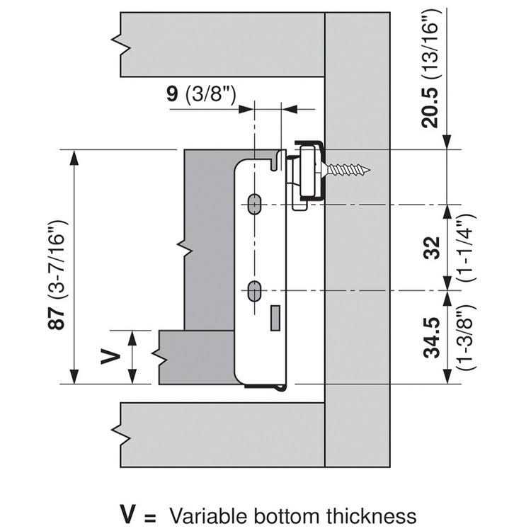 Blum 320M5500C15 Metabox 22 inch Long x 3-3/8 inch High Drawer Slide Set - Cheap Fitting