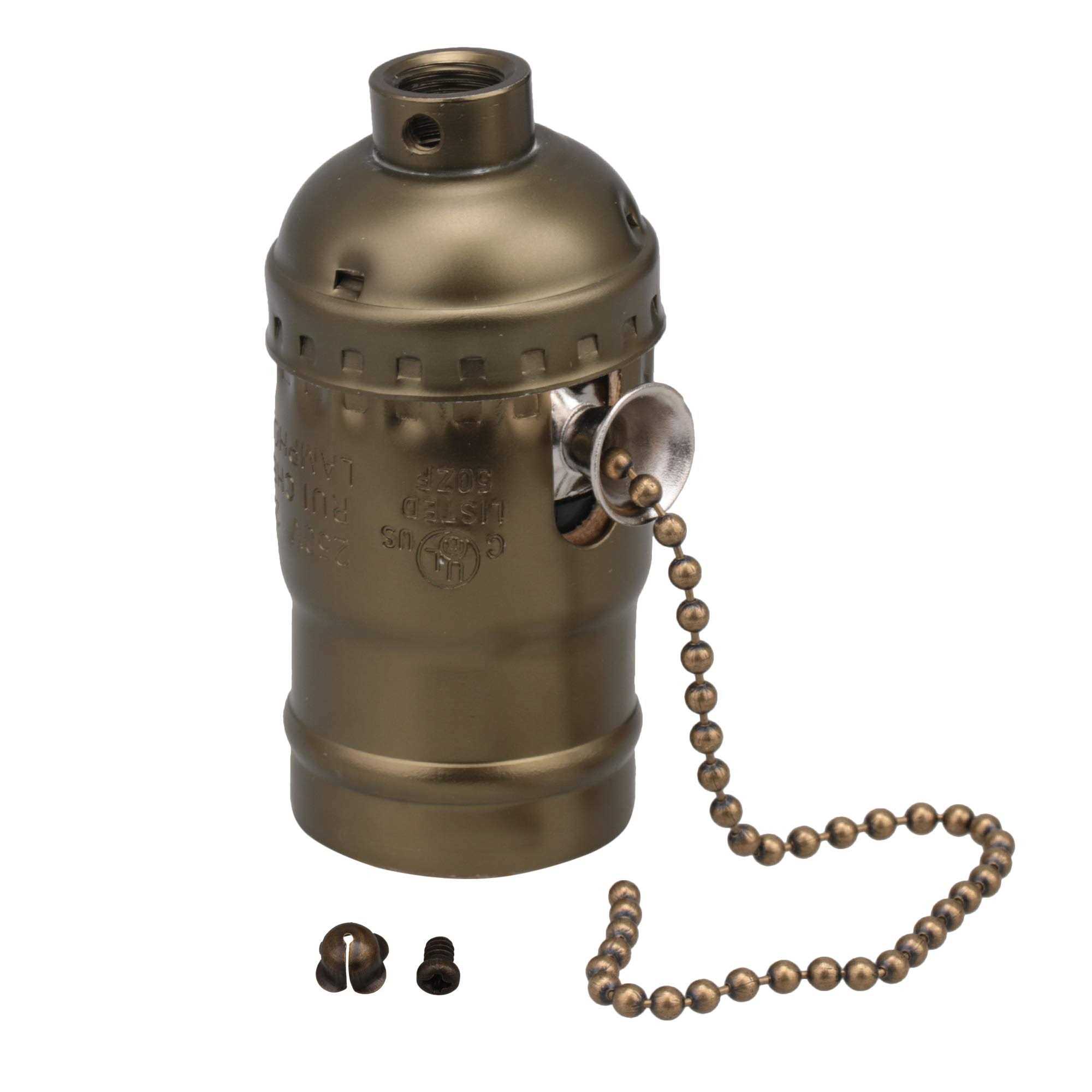 RDEXP Bronze Retro AC 110-240V E27 Light Bulb Pendant Holder Socket Switch with Pull Chain - Cheap Fitting