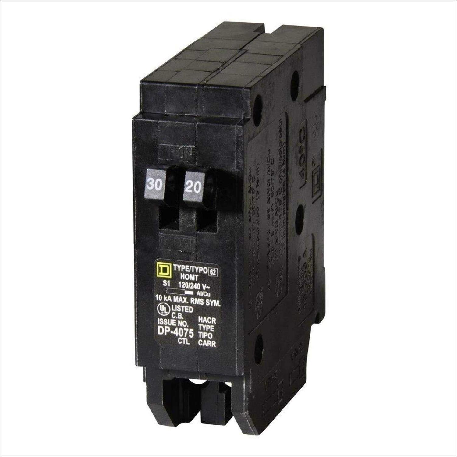 Square D Circuit Breaker Homeline 30 amps Tandem Single Pole HOMT3020CP - Cheap Fitting